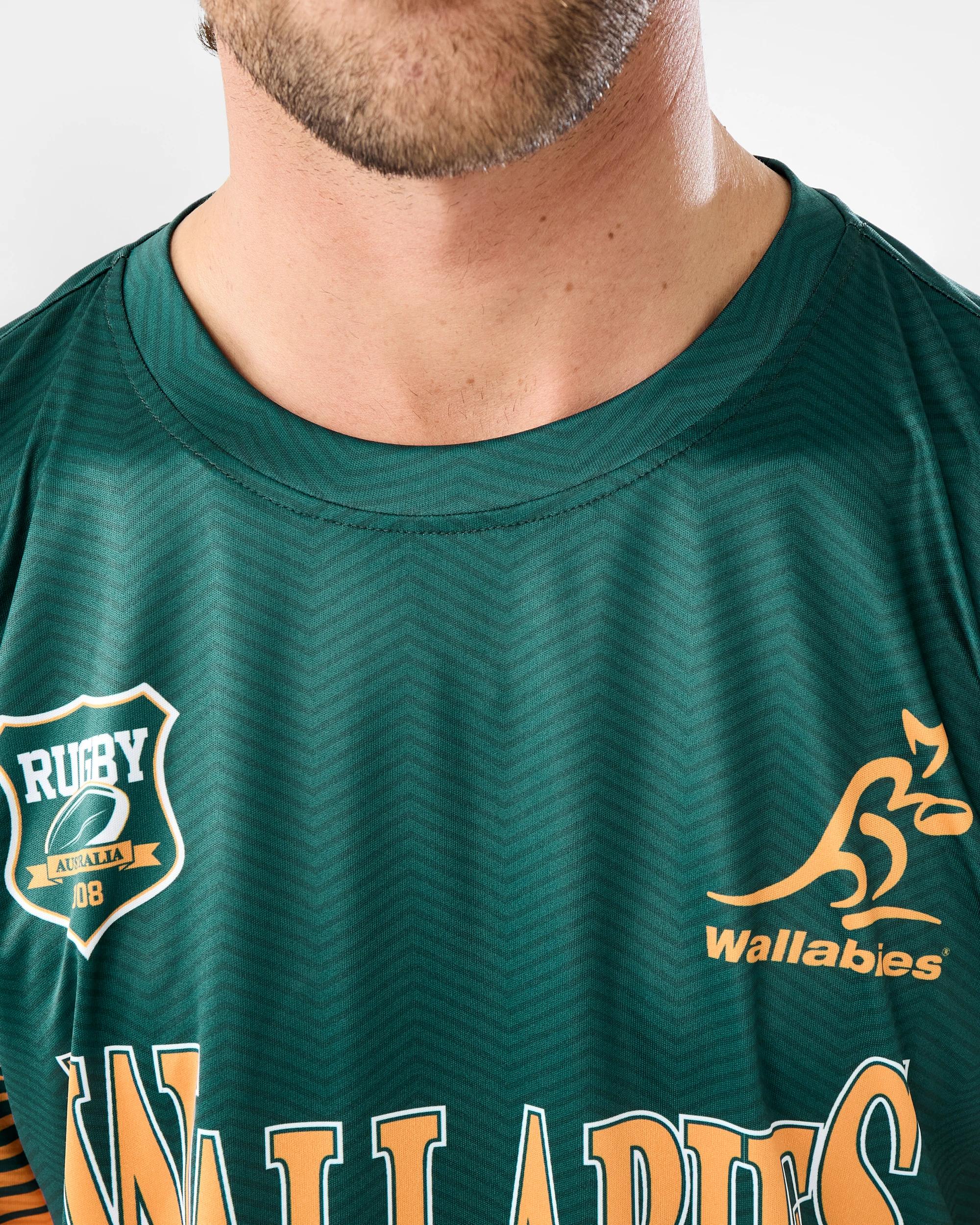5 Wallabies Rugby Adult T-shirt Green, 5 of 7
