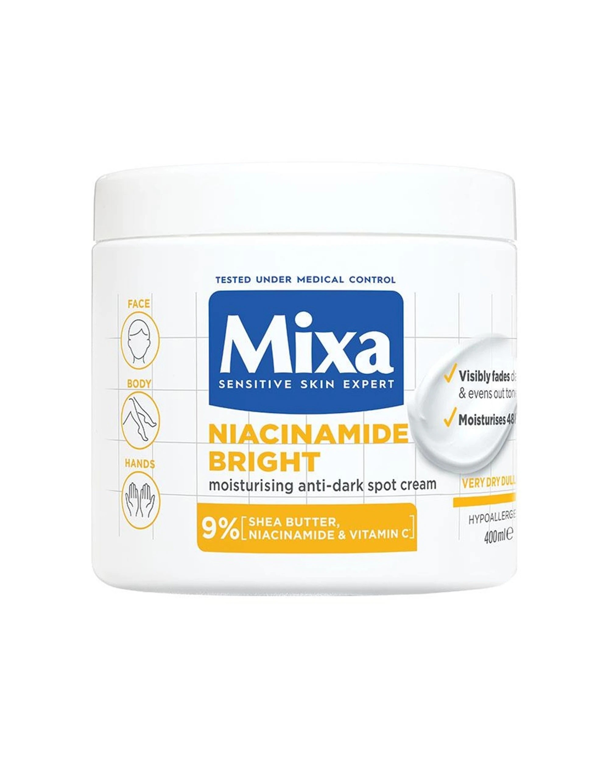 1 Mixa Skin Care Niacinamide Bright Moisturising Anti-Dark Spot Cream 400ml, 1 of 1