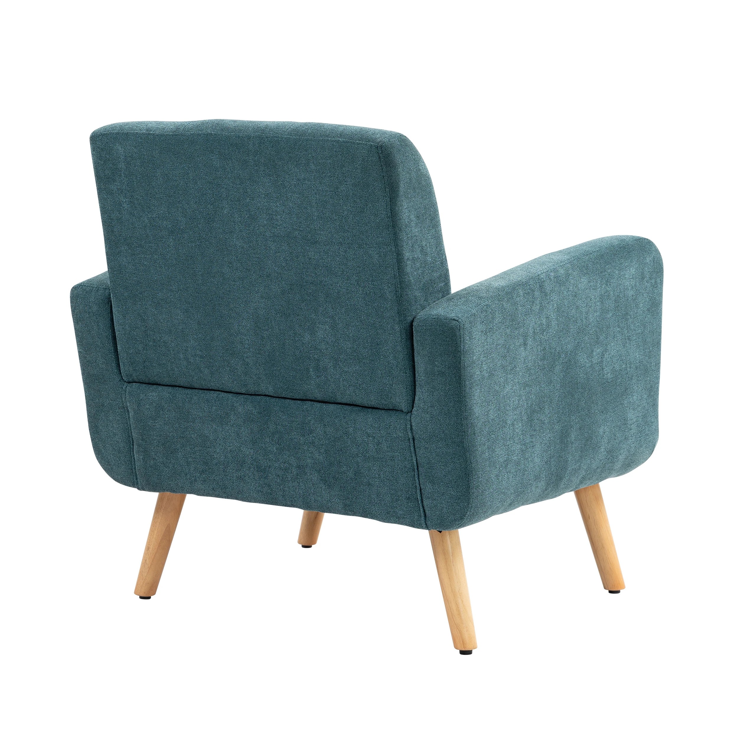 7 IHOMDEC Upholstered Tub Armchair with Rubber Wood Legs - Green - Green, 7 of 10