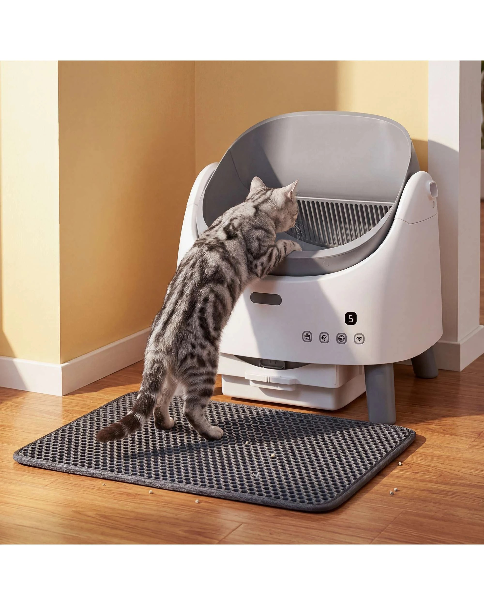 3 Advwin Self Cleaning Cat Litter Box with Litter Mat APP Remote Control, 3 of 8