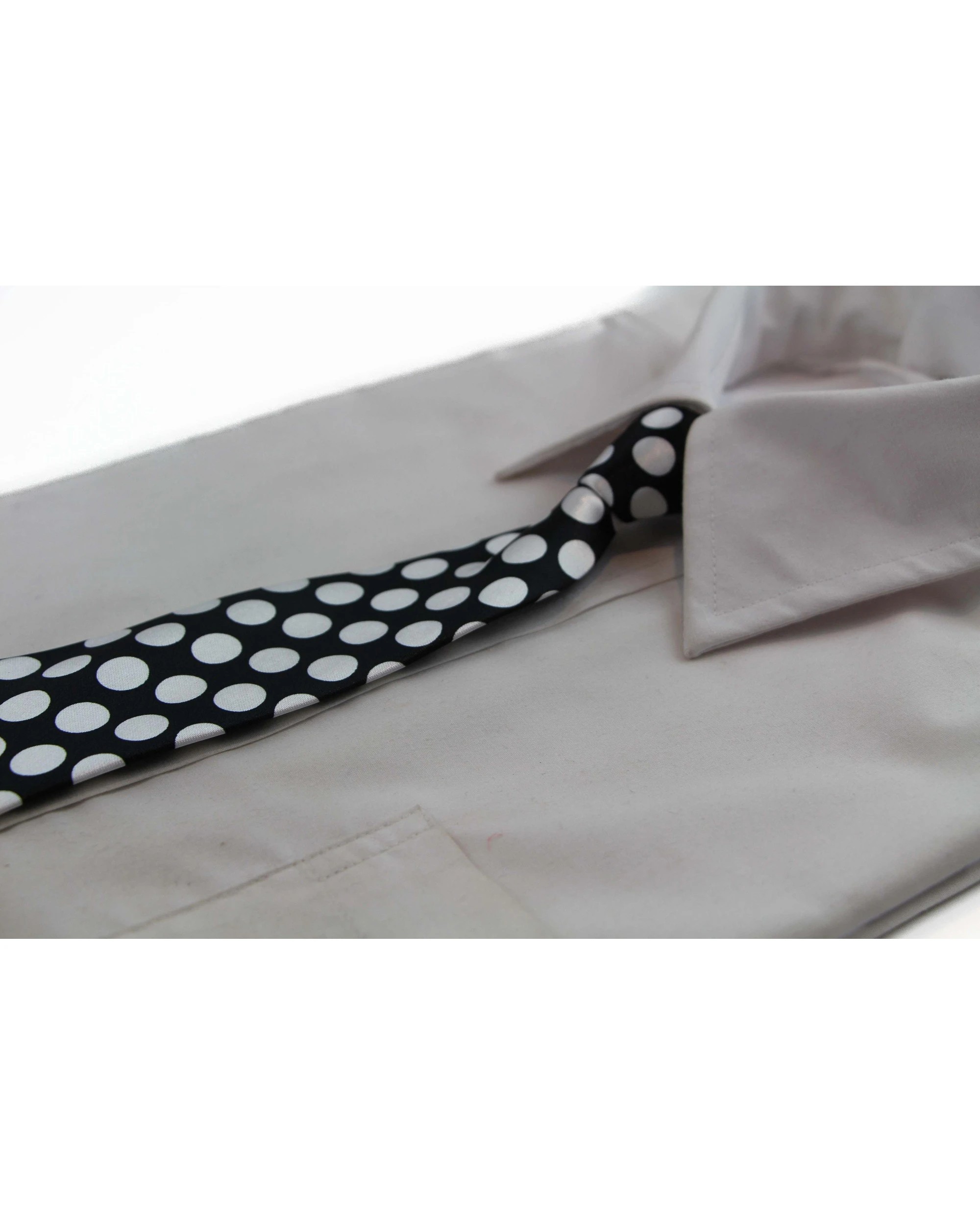 1 Zasel Kids Boys Black & White Patterned Elastic Neck Tie - Large Polka Dots - Multi, 1 of 2
