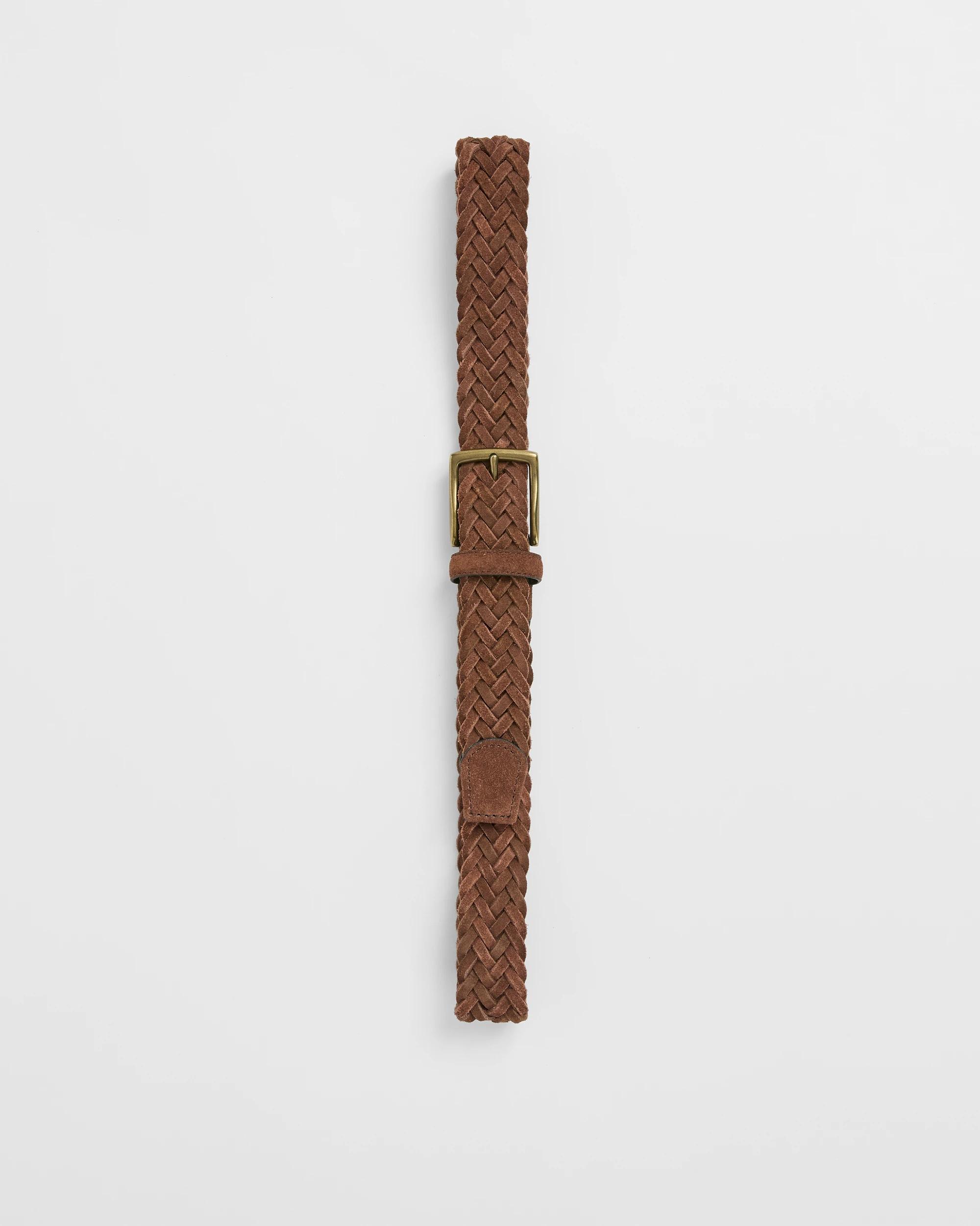 6 Target Man Suede Leather Woven Belt BROWN, 6 of 6
