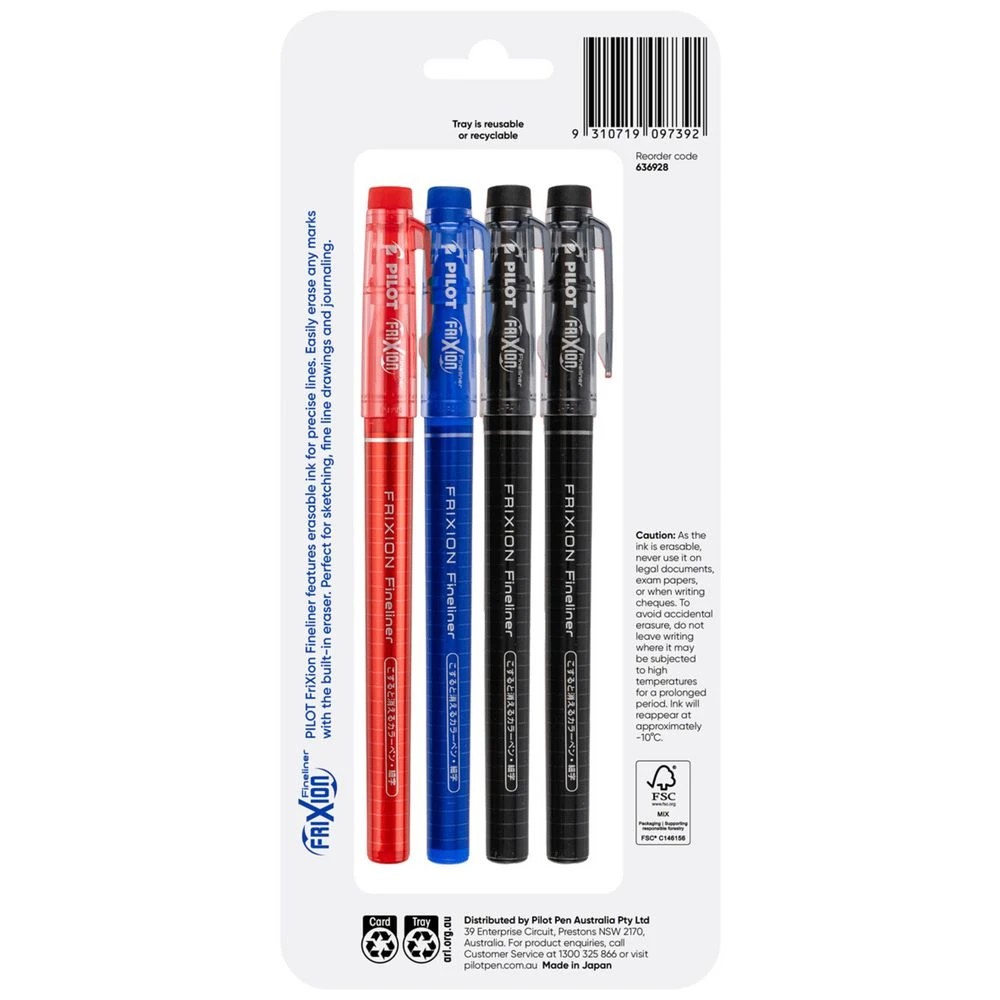 2 PILOT FriXion Erasable Fineliner 0.45mm Assorted 4 Pack, 2 of 7