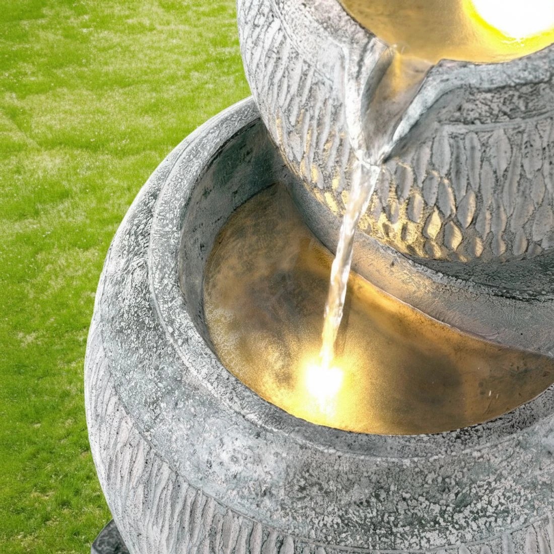 4 Gardeon Solar Fountain Water Feature Bird Bath Garden LED Light 80CM - Grey, 4 of 6