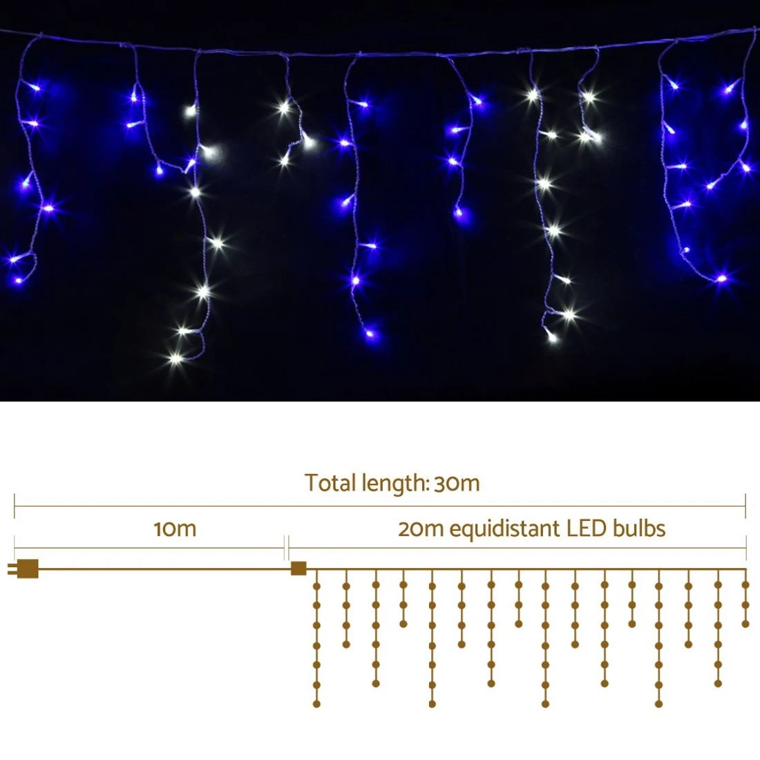 3 Jingle Jollys 20m Christmas Lights Icicle Light 800 Led Blue White Decor
 - Black, 3 of 10