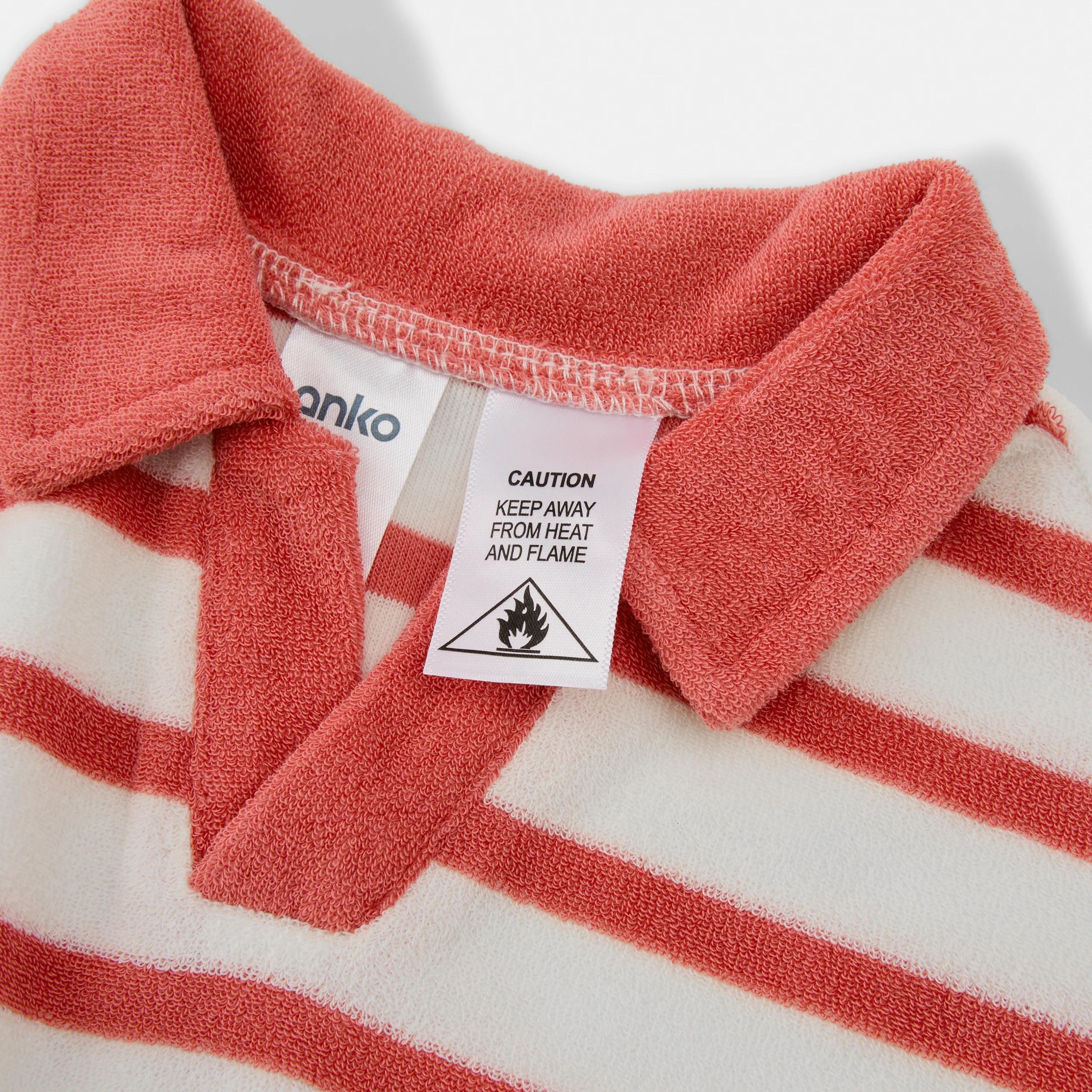 4 Short Sleeve Terry Towel Romper Fr Stripe, 4 of 5