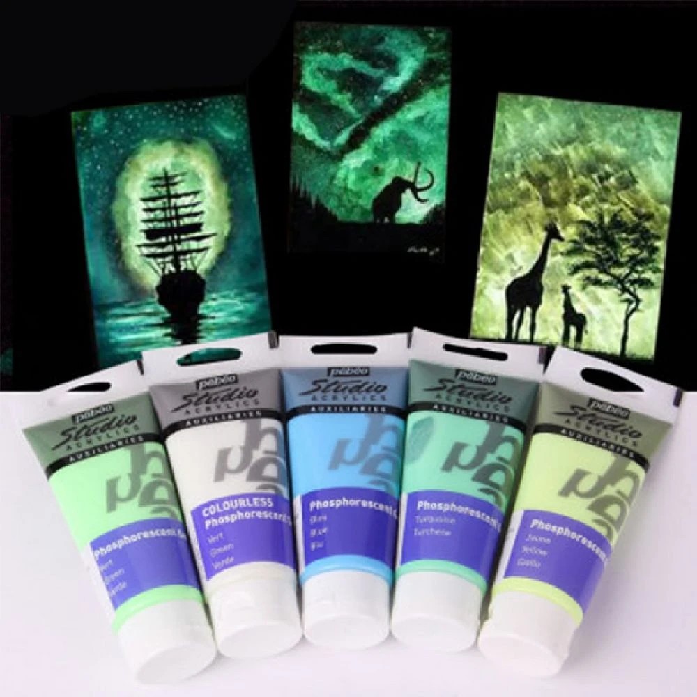 2 Pebeo Studio Acrylics Phosphorescent Gel 100mL Blue, 2 of 2