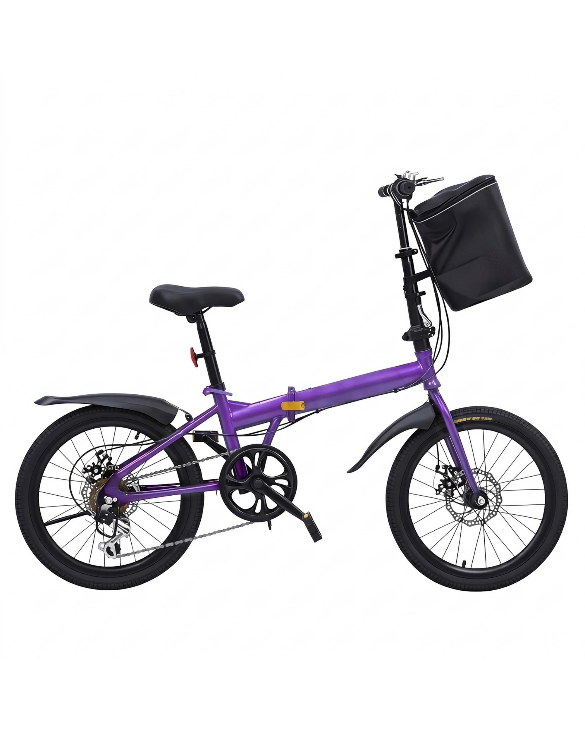 2 Advwin 20" Folding Bicycle with Shimano 6-Speed Front & Rear Reflectors   for Adults - Purple, 2 of 7
