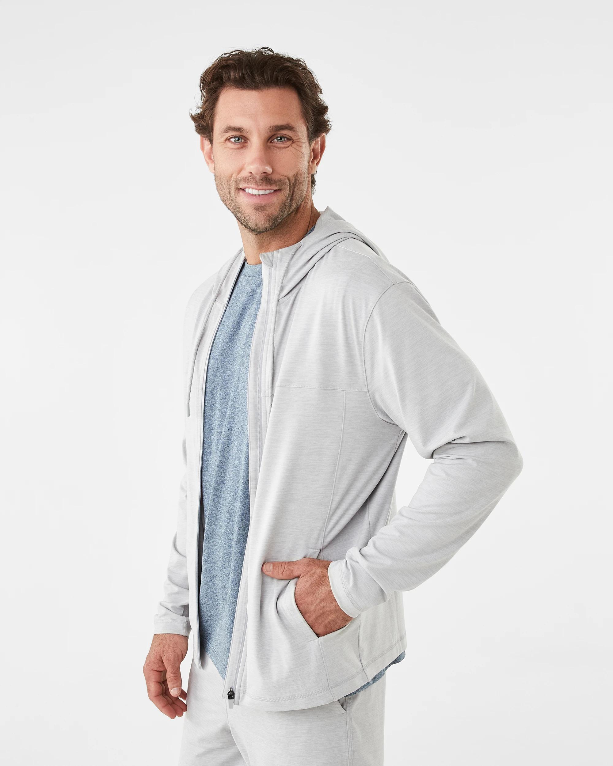 3 Active Mens Travel Zip Through Hoodie Grey Marl, 3 of 8