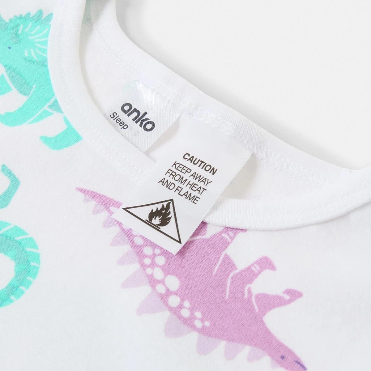 9 Short Sleeve Skinny Rib Knit Pyjama Set Whitedino, 9 of 10
