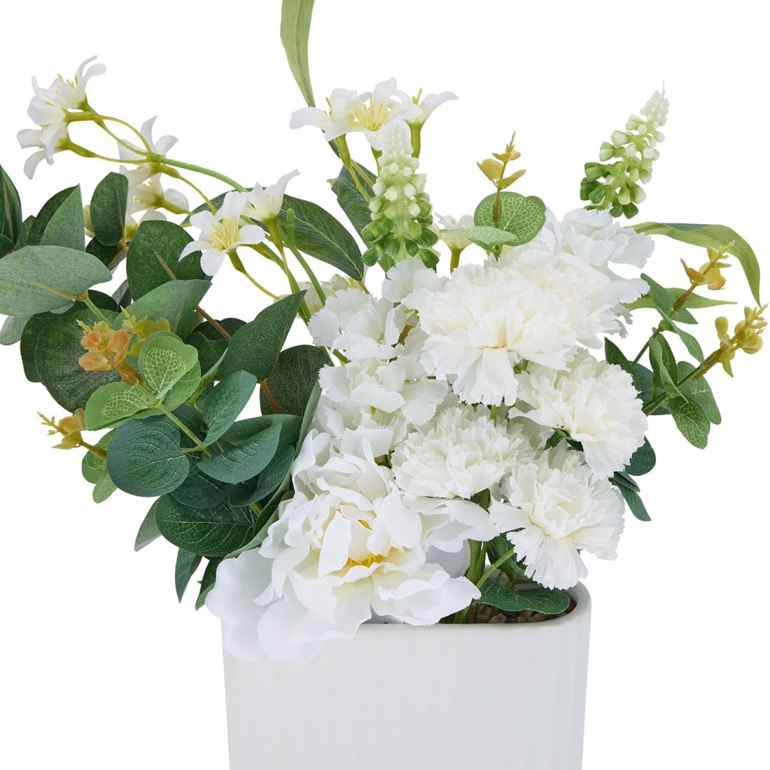 3 Artificial White Flowers in Vase, 3 of 4