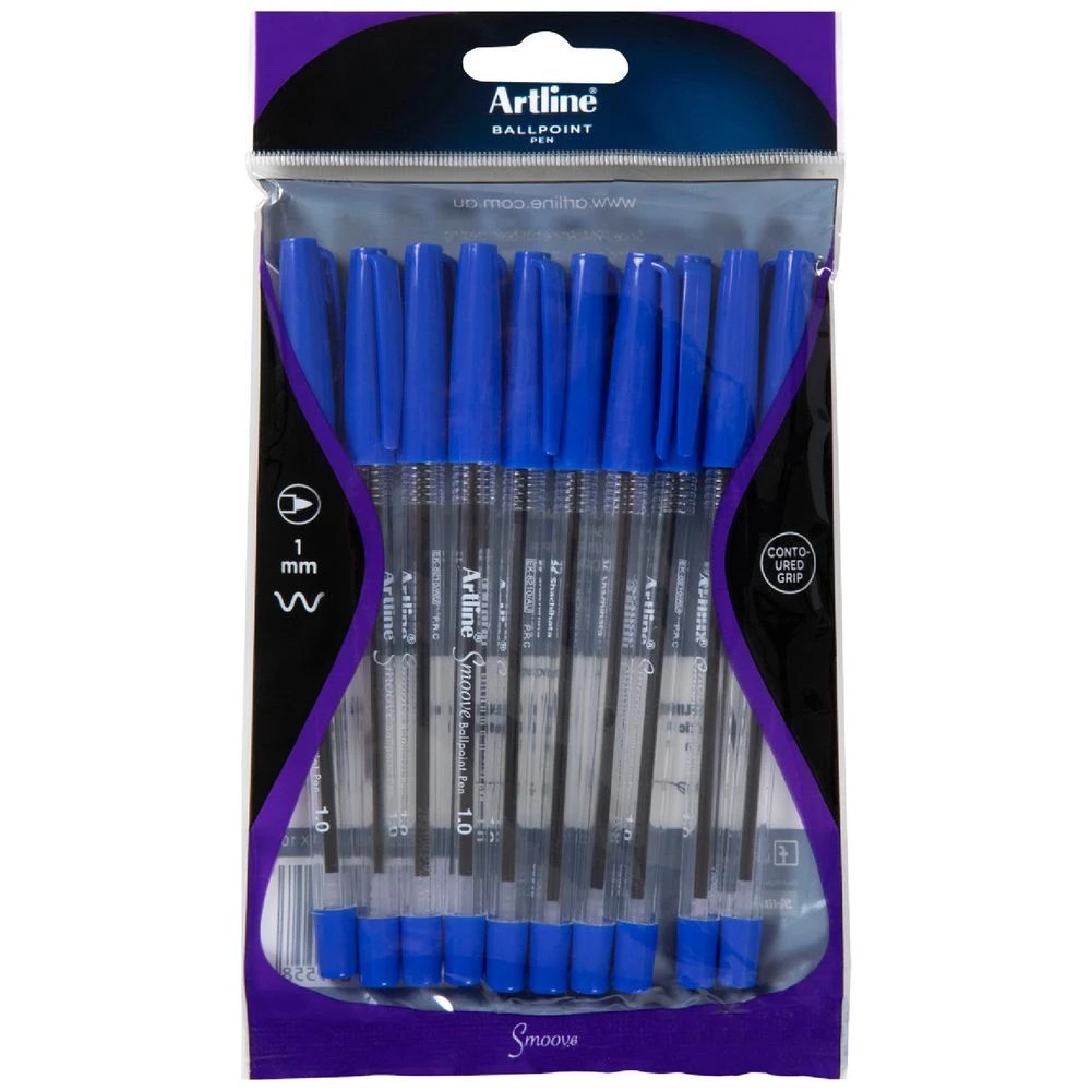 1 Artline Smoove Ballpoint Pens Blue 10 Pack, 1 of 3