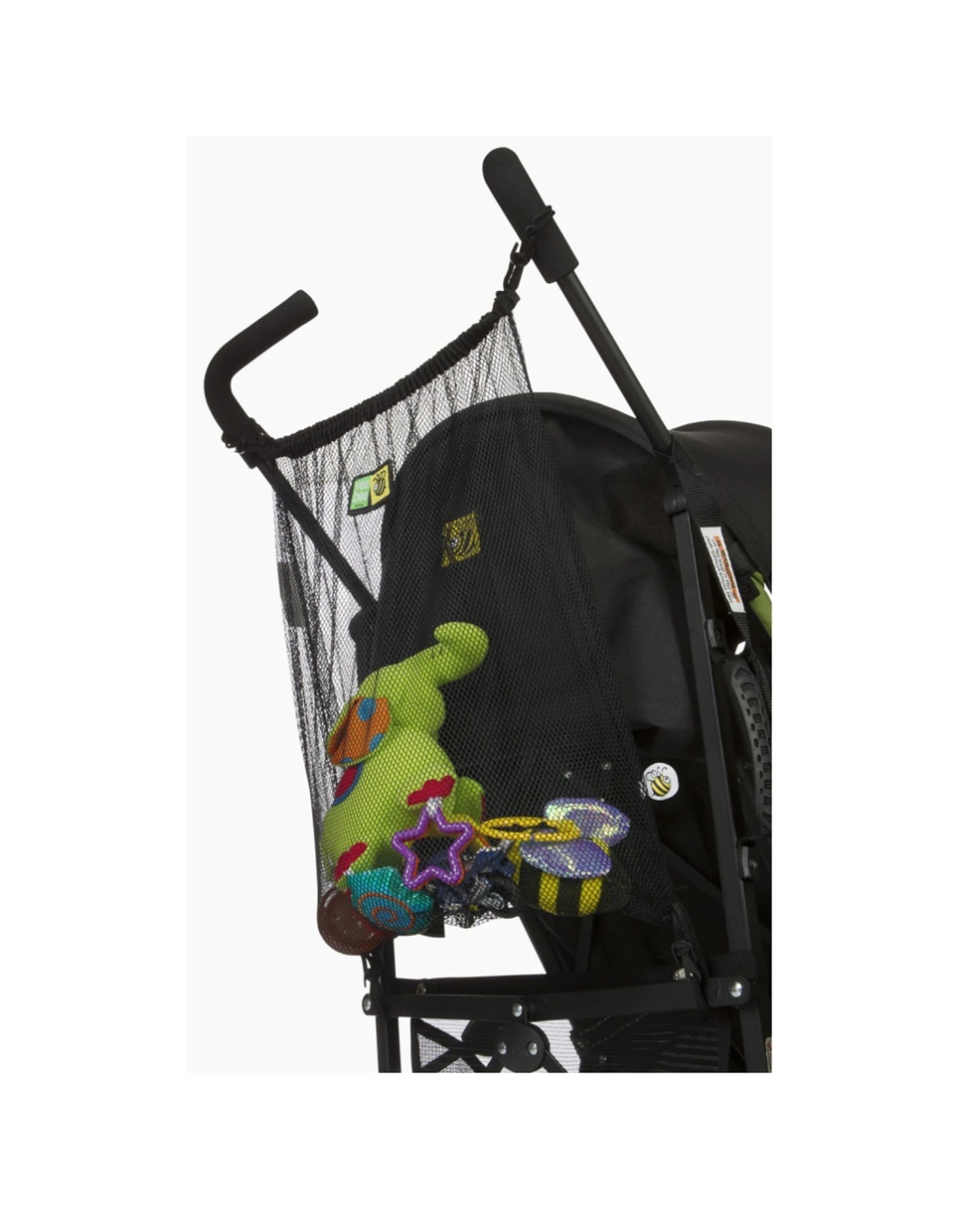 4 VeeBee Stroller Net Bag Pram Storage Mesh Expandable Easy Access Clip On - Black, 4 of 4