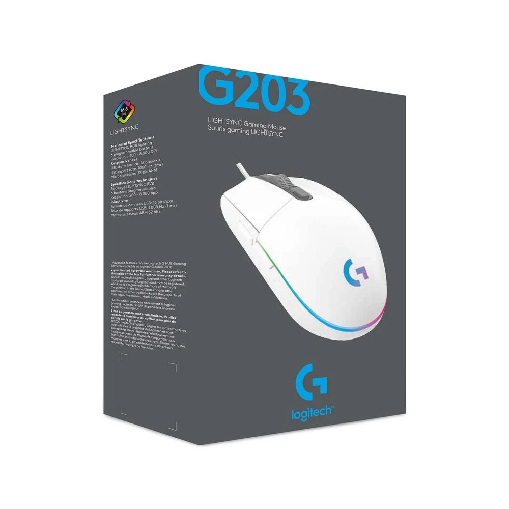 6 Logitech G203 LIGHTSYNC Gaming Mouse White, 6 of 7