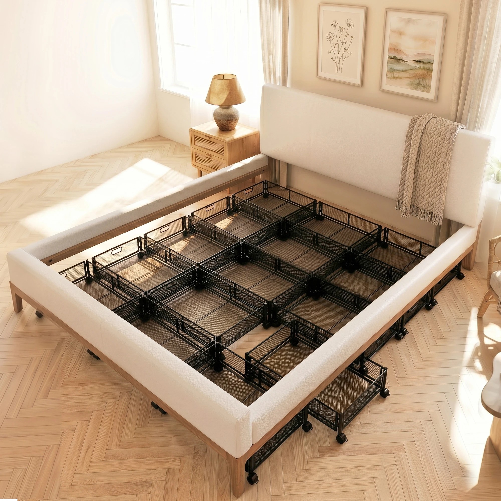 6 Artiss 4X Under Bed Storage Boxes Containers - Black, 6 of 9