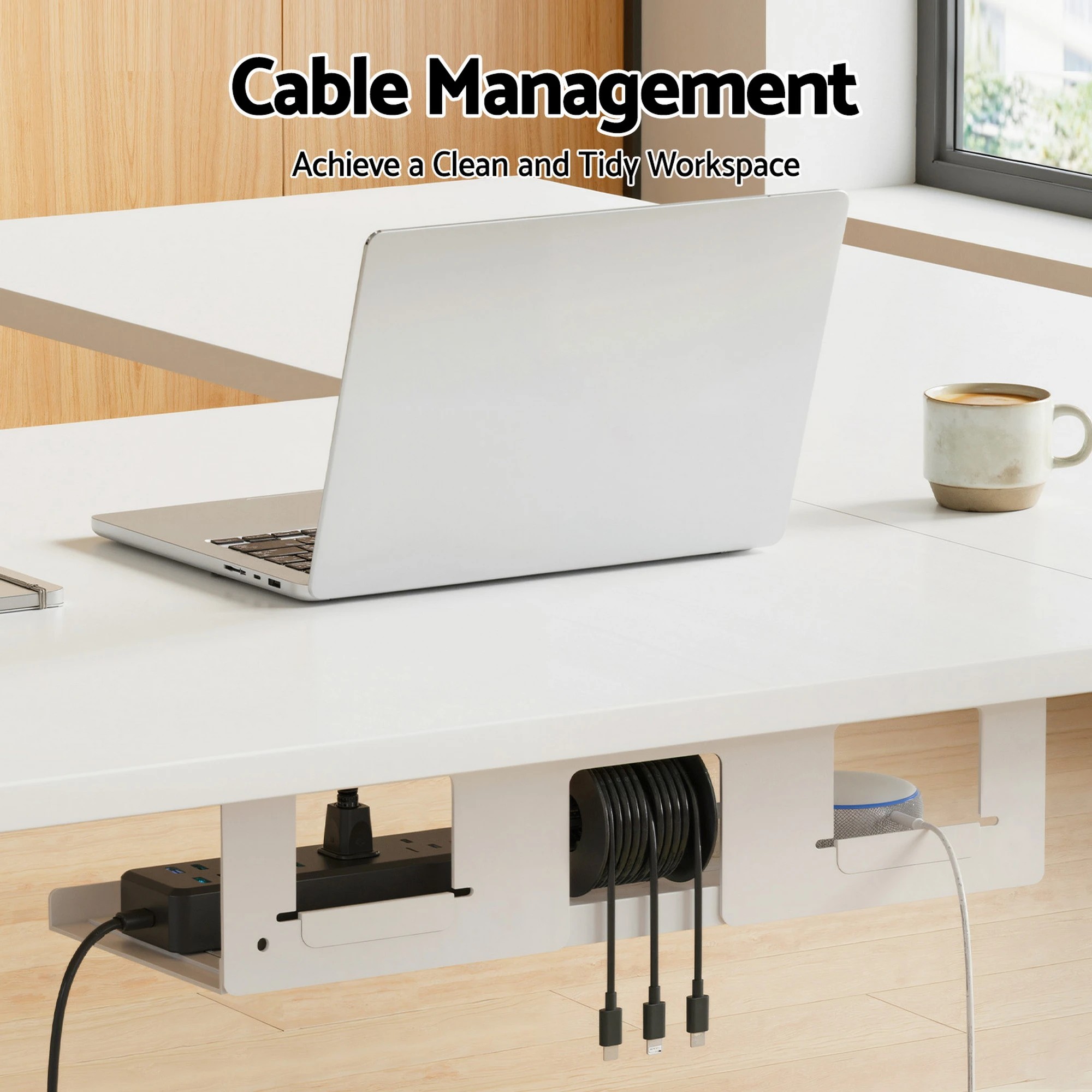 7 Artiss L-Shape Standing Desk Sit Stand Up Height Adjustable Electric Motorised - White, 7 of 8