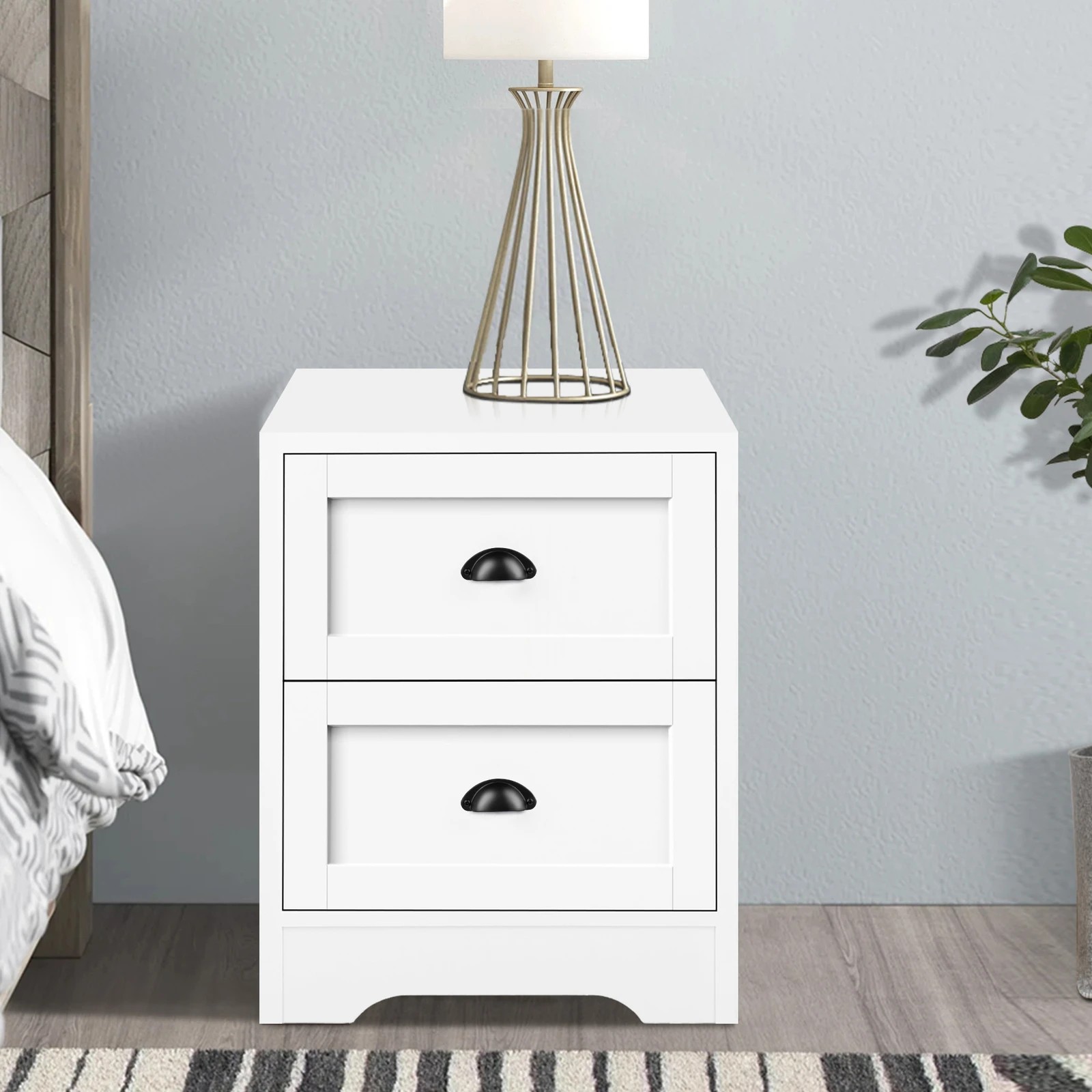 8 Alfordson 2x Bedside Table Hamptons Nightstand Storage Side Cabinet - White, 8 of 9