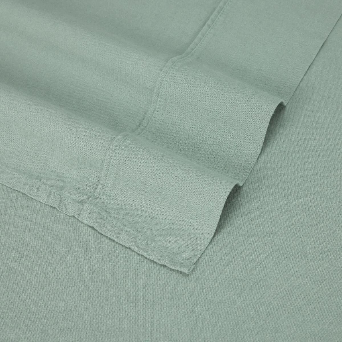 4 Cotton Linen Sheet Set - King Bed, Sage, 4 of 6