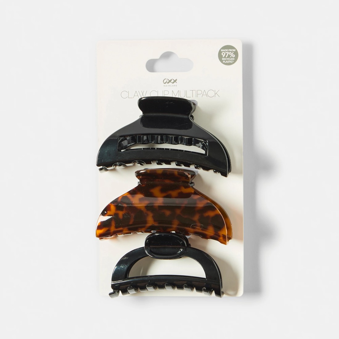 3 OXX Haircare 3 Pack Black and Brown Curved Claw Hair Clips, 3 of 3