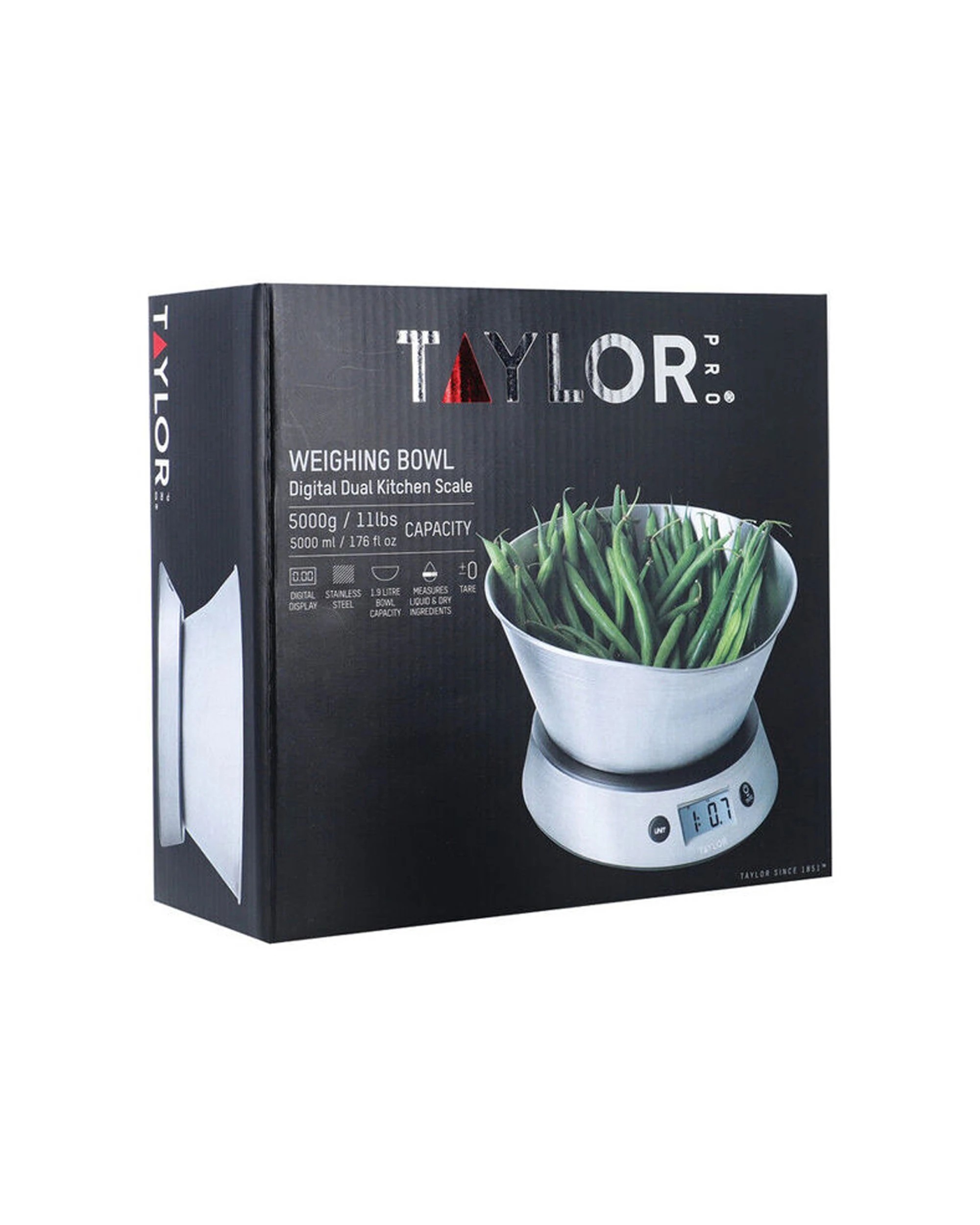 2 Taylor Stainless Steel Digital Kitchen Scale With Bowl 5kg - Silver, 2 of 5