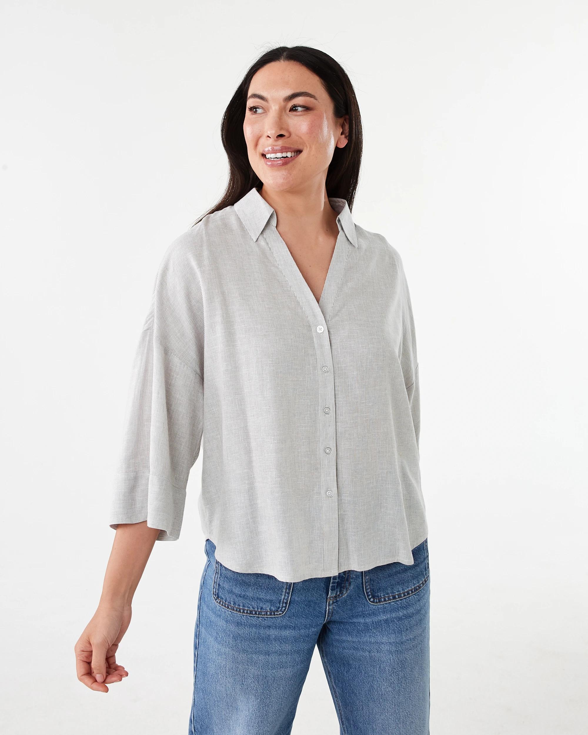 1 Long Sleeve V-Neck Dolman Shirt Dune B, 1 of 8