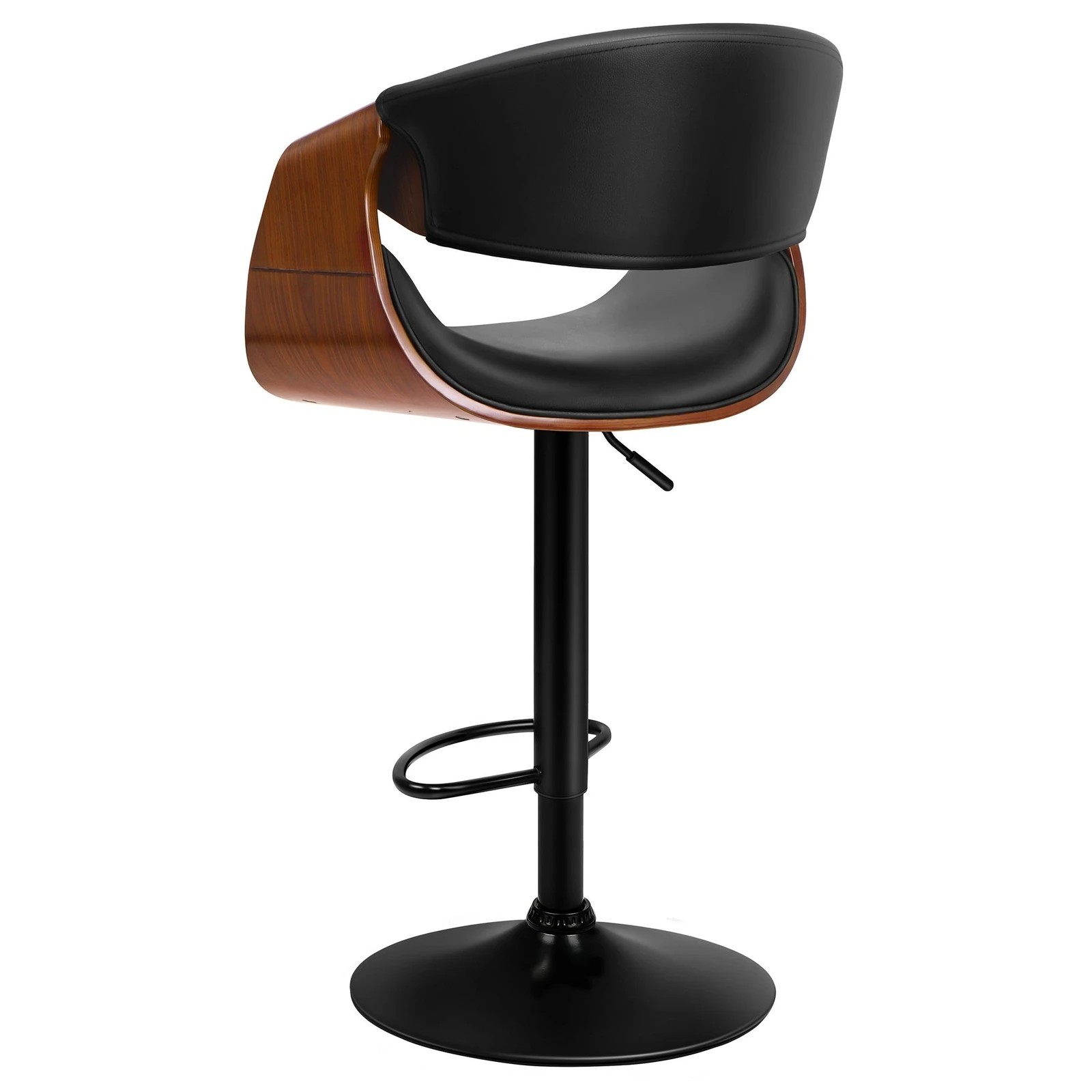 4 Alfordson 1x Bar Stool Kitchen Swivel Chair Wooden Leather Gas Lift Trice - Black, 4 of 10