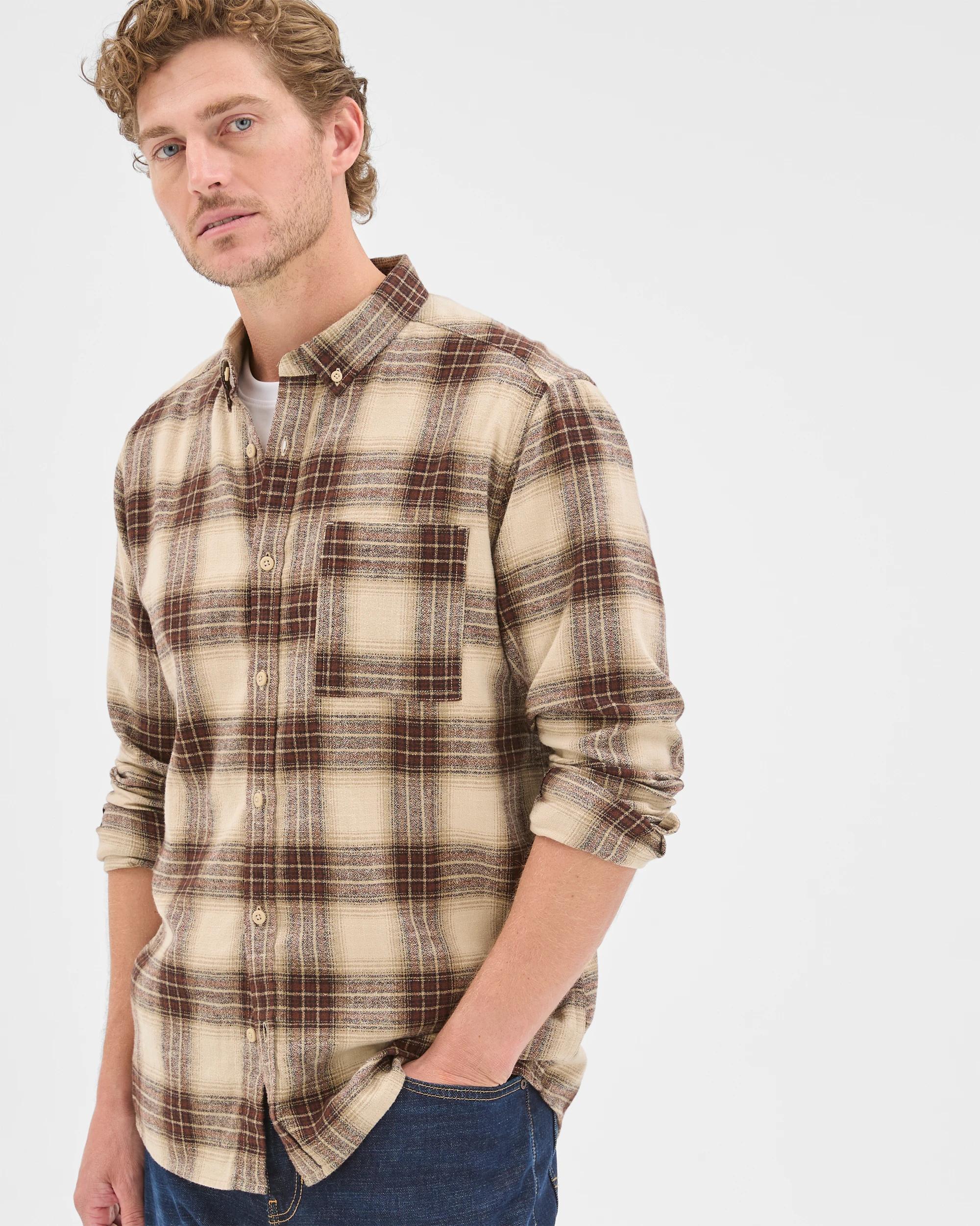 4 Target Man Long Sleeve Brushed Check Shirt ECRU, 4 of 7