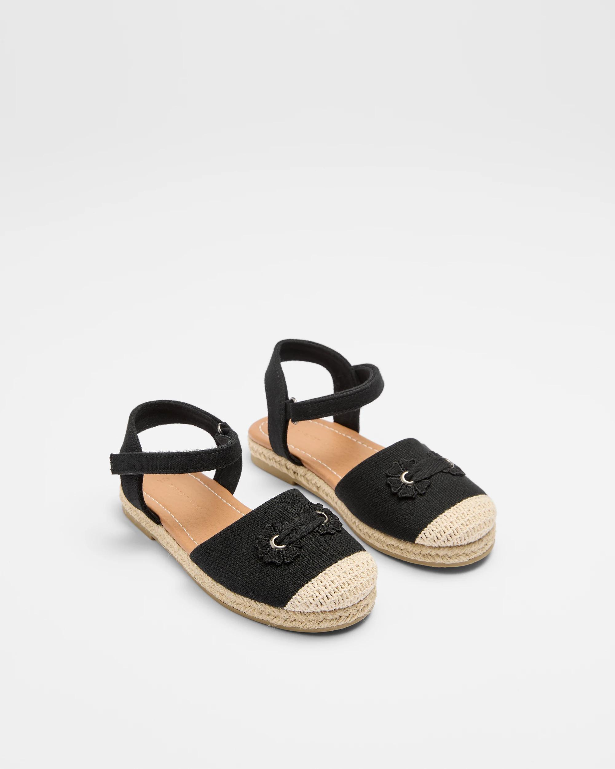 2 Target Girls Junior Flower Espadrille Sandal BLACK, 2 of 3