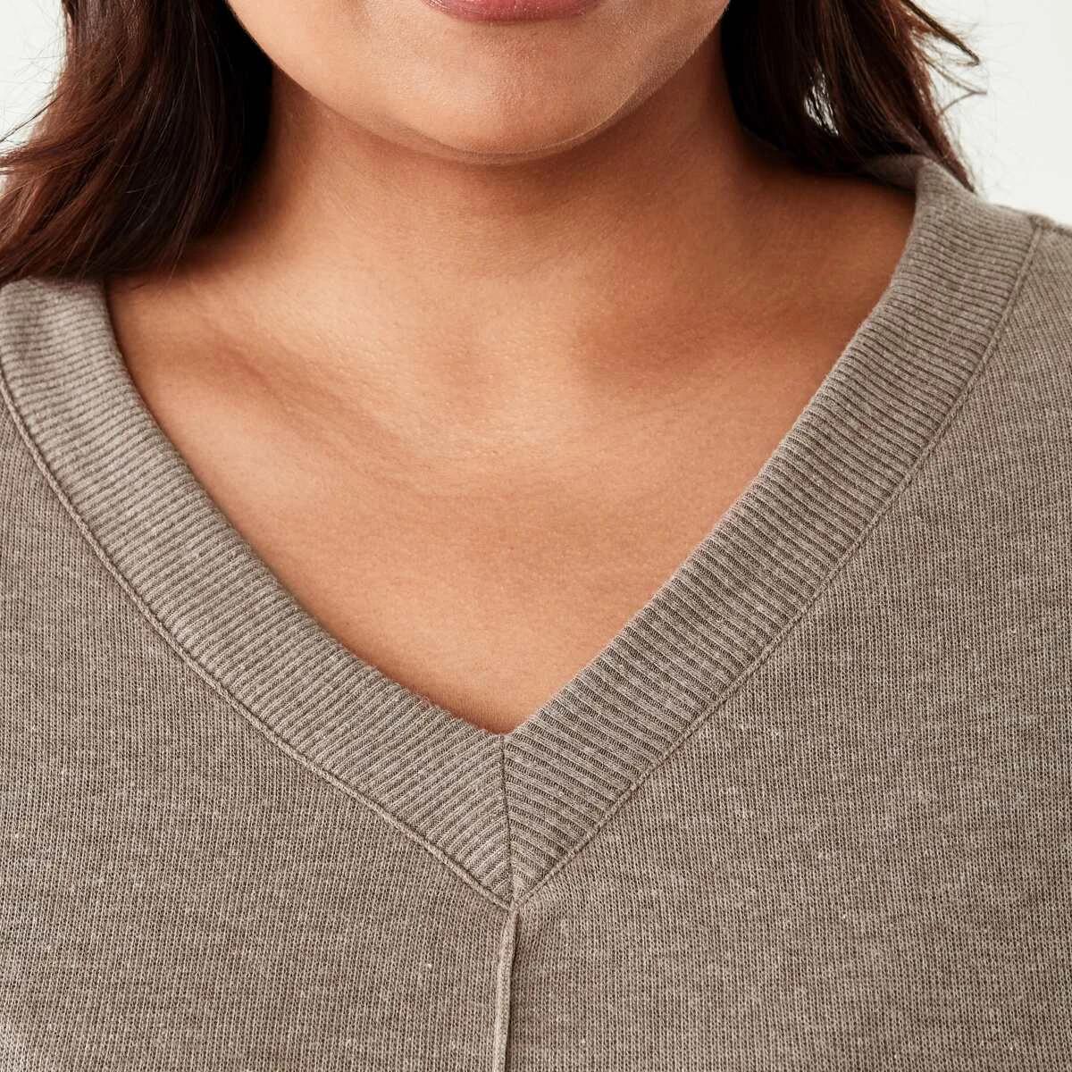 5 Curve V-Neck Relaxed Jumper Taupe Mrl, 5 of 6
