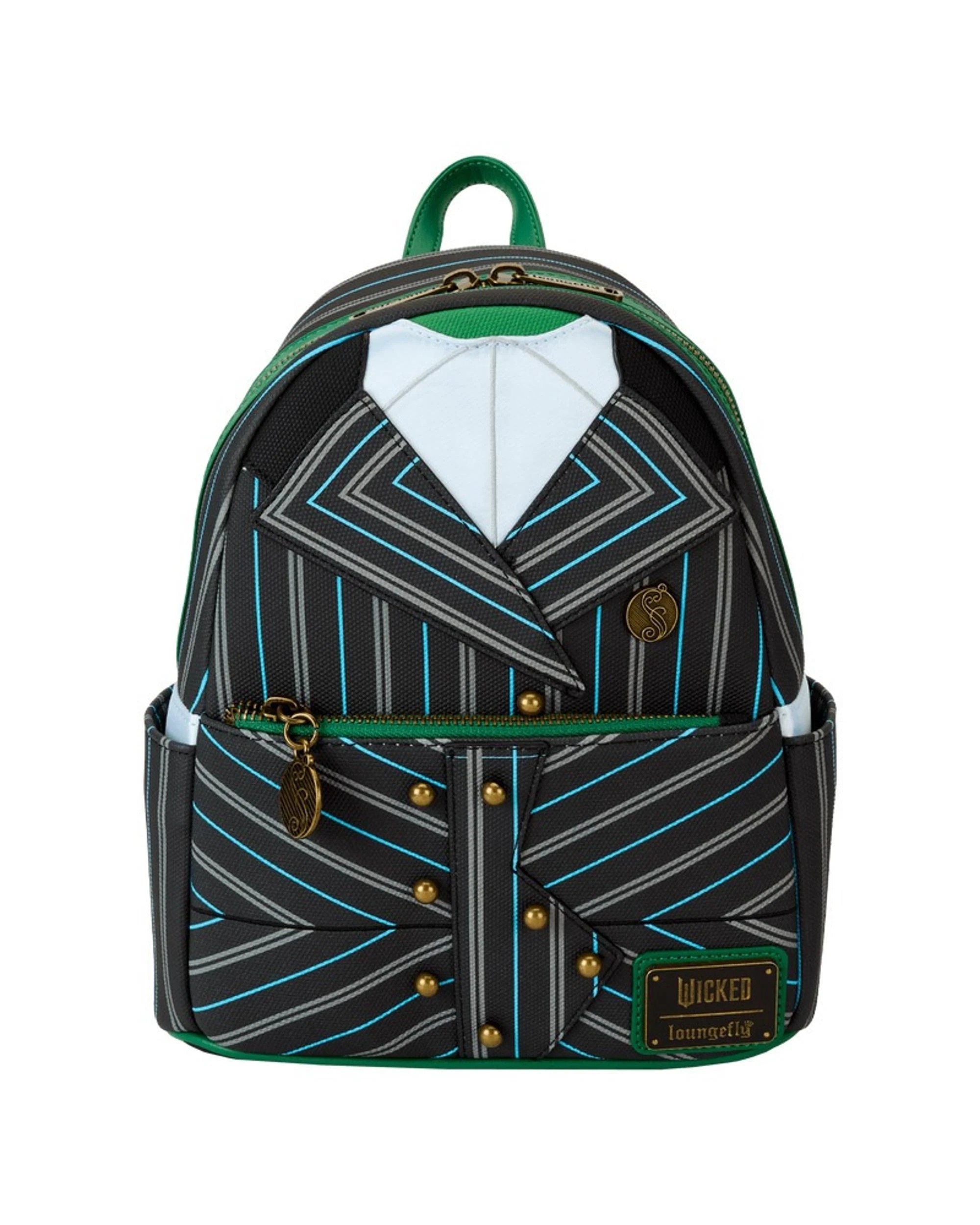 1 Loungefly Wicked Elphaba Shiz University Uniform Cosplay Mini Backpack - Black, 1 of 8