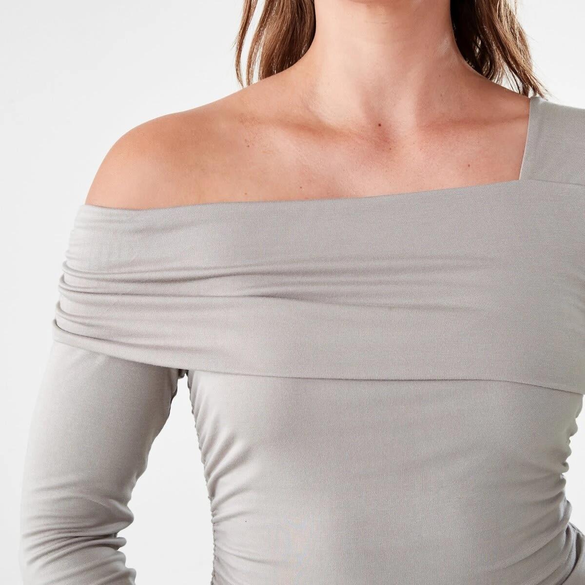 6 Long Sleeve Ruched Top FADED TAUPE, 6 of 7