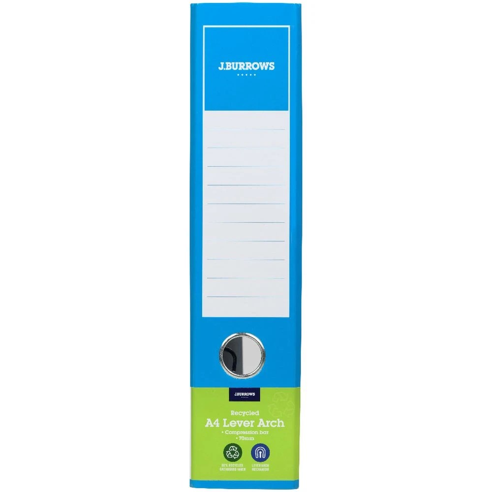 2 J.Burrows A4 Lever Arch 2-Ring Binder Gloss Blue, 2 of 6