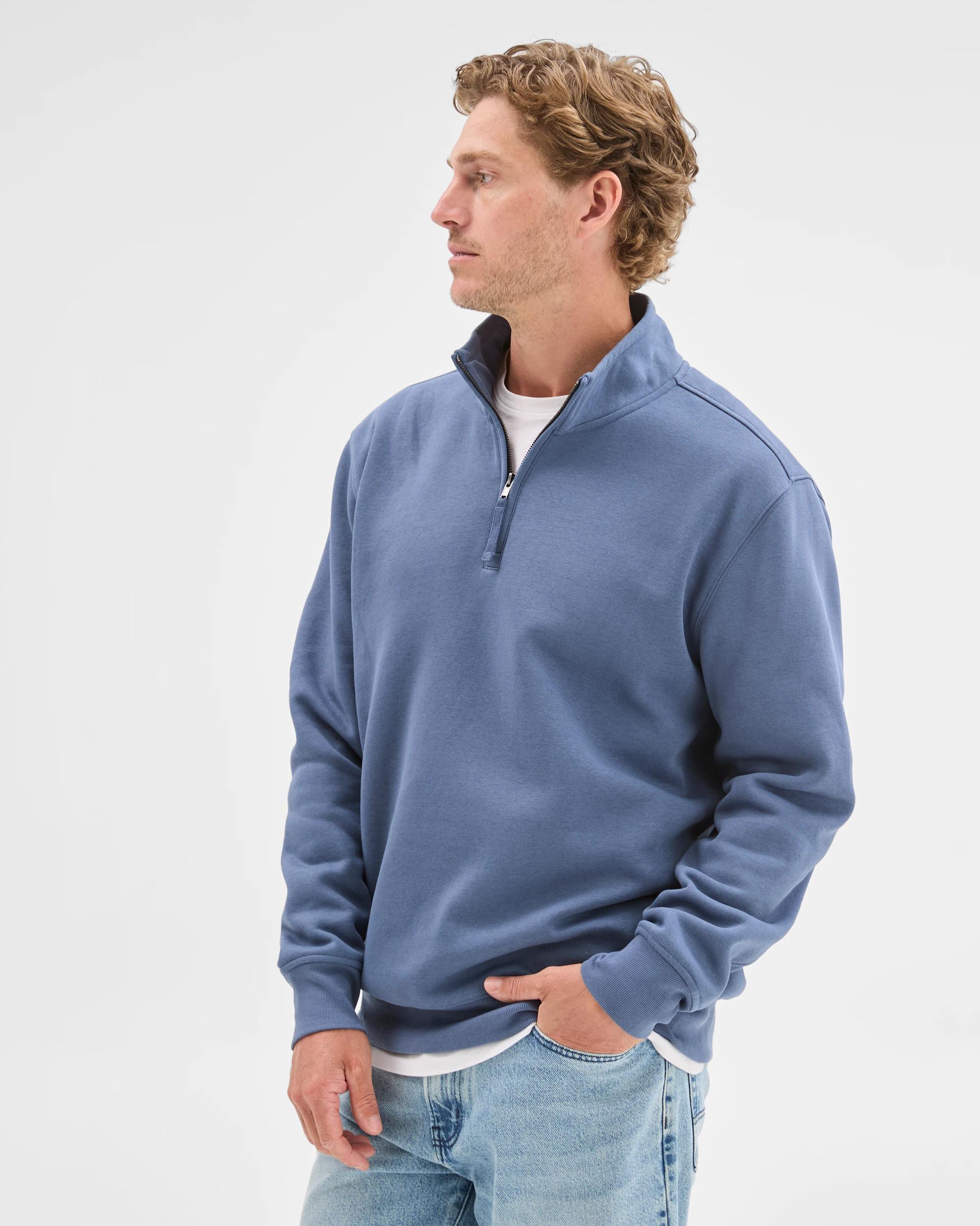4 Target Man Australian Cotton Blend Fleece 1/2 Zip Top VINTAGE INDIGO, 4 of 8