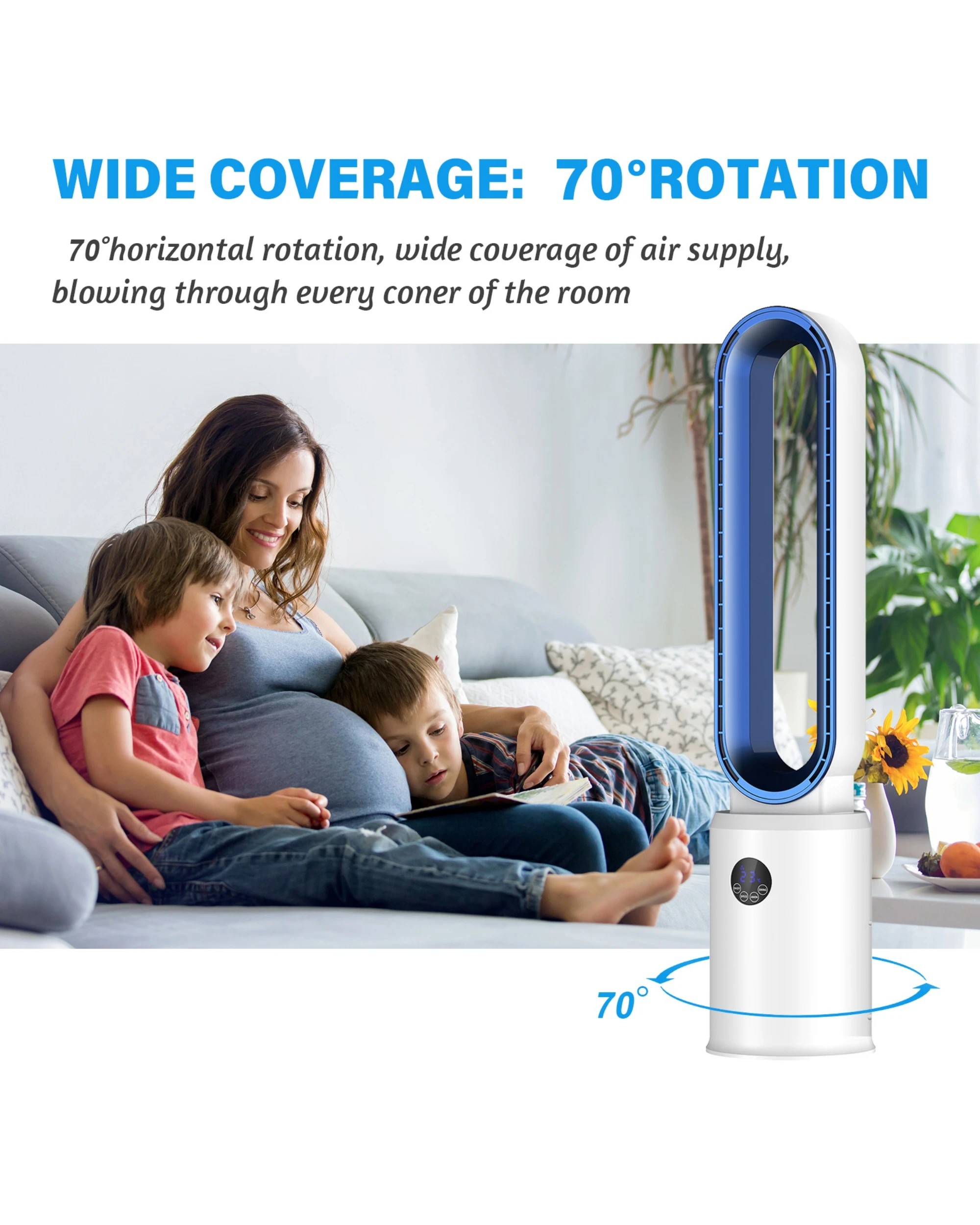 3 Advwin Bladeless Tower Fan 2 in 1 Cooling Airflow Purifying Fan with 24 Speeds 12H Timer  Remote for Home Office Use, 3 of 6