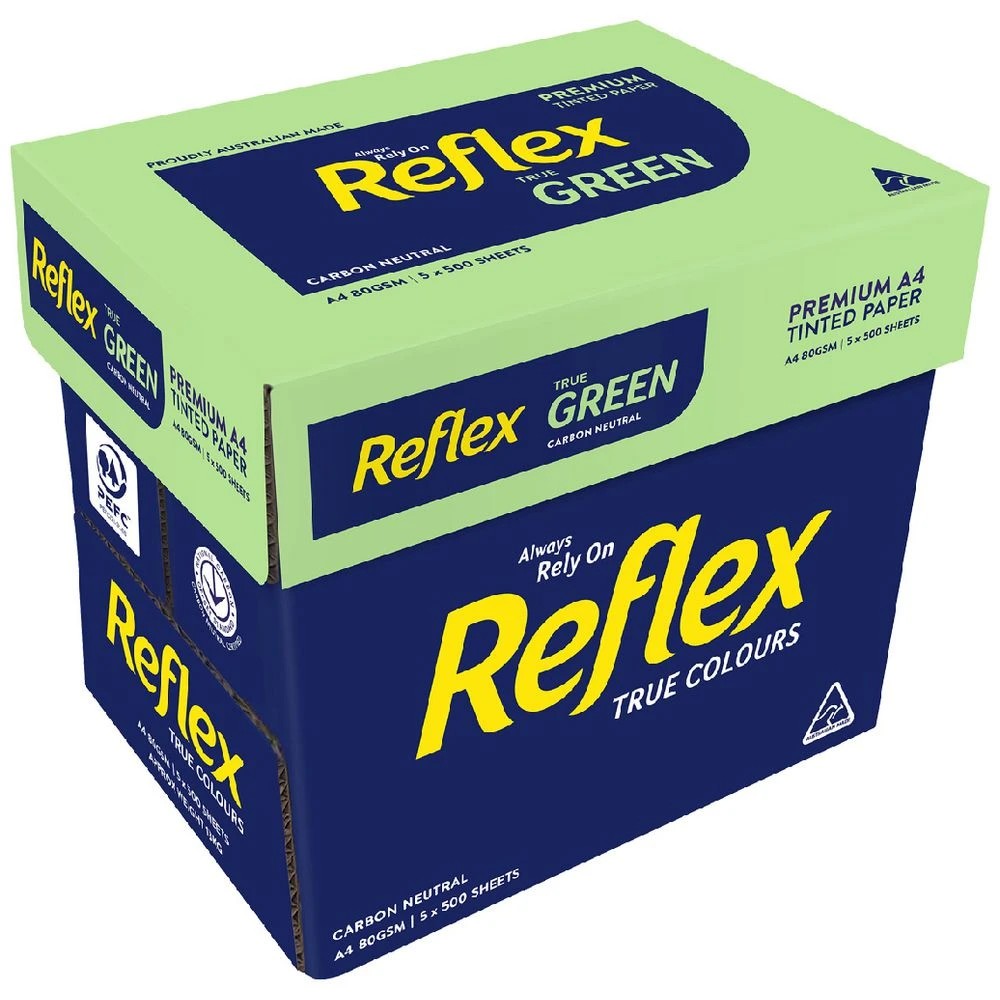 1 Reflex Coloured 80gsm A4 Copy Paper Green 5 Ream Carton, 1 of 1