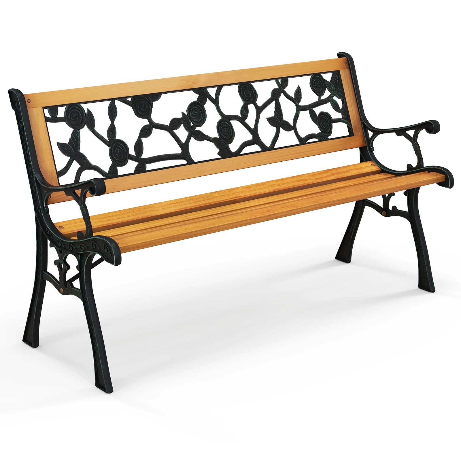 1 Costway 3-Person Outdoor Bench Retro Park Bench w/Curved Armrests, 1 of 1