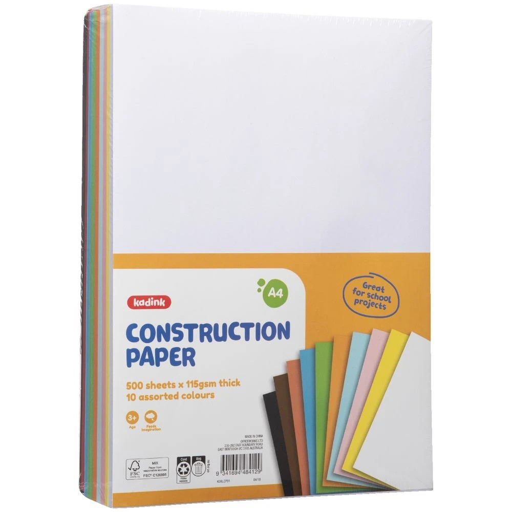 6 Kadink Construction Paper A4 Assorted 500 Pack, 6 of 6