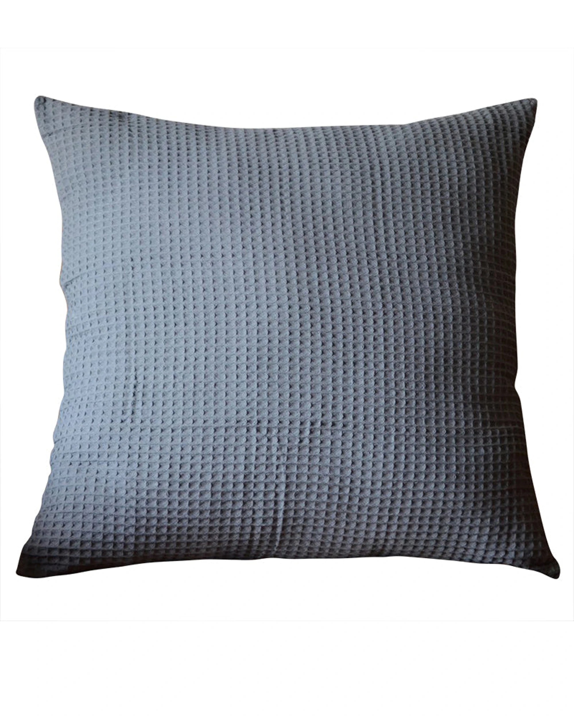 1 Cotton More 100% Cotton Large Waffle Cushion 65 x 65cm - Grey, 1 of 3