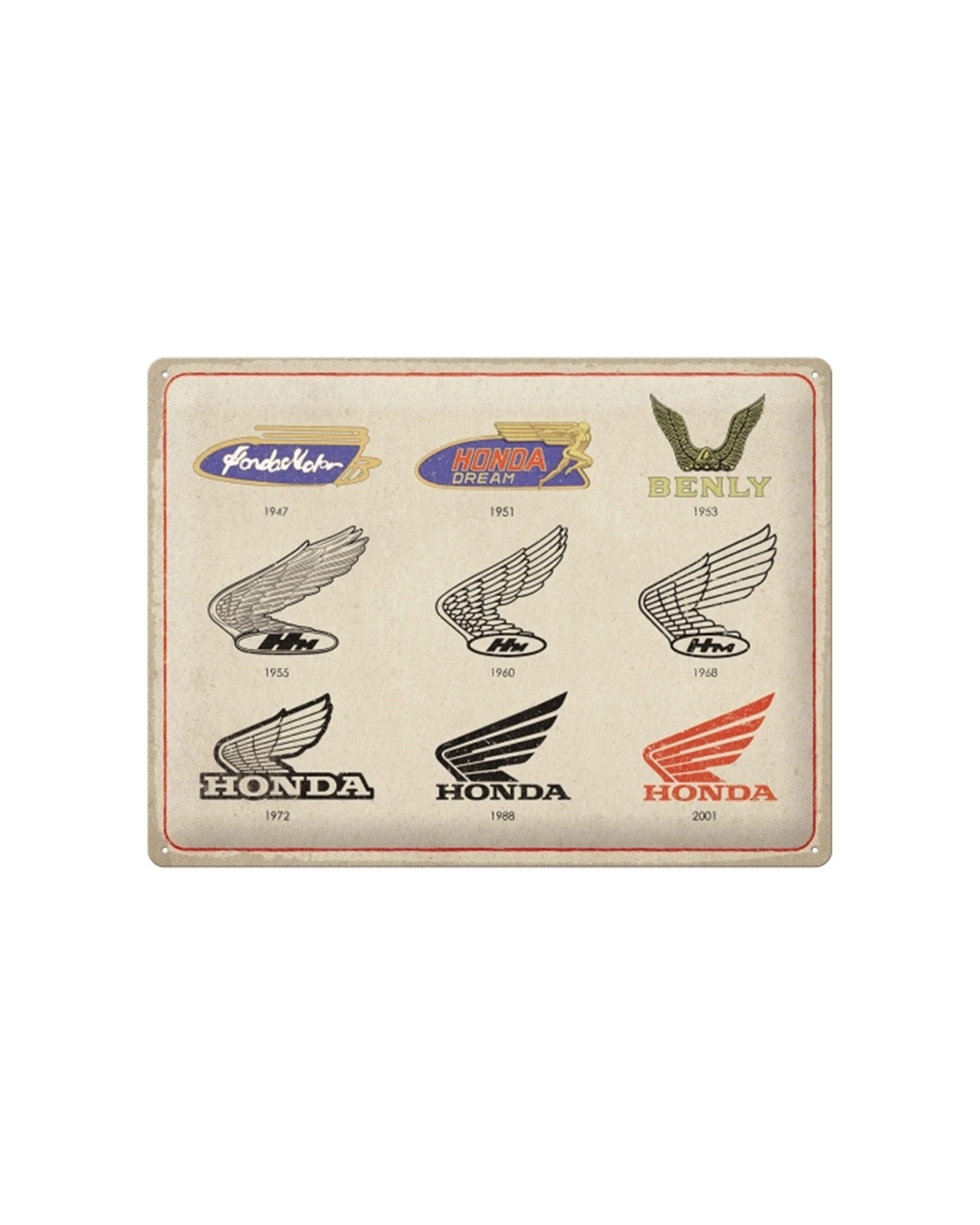 1 Nostalgic-Art Large 30x40cm Metal Wall Art Sign Plaque - Honda MC Logo Evolution - Beige, 1 of 1