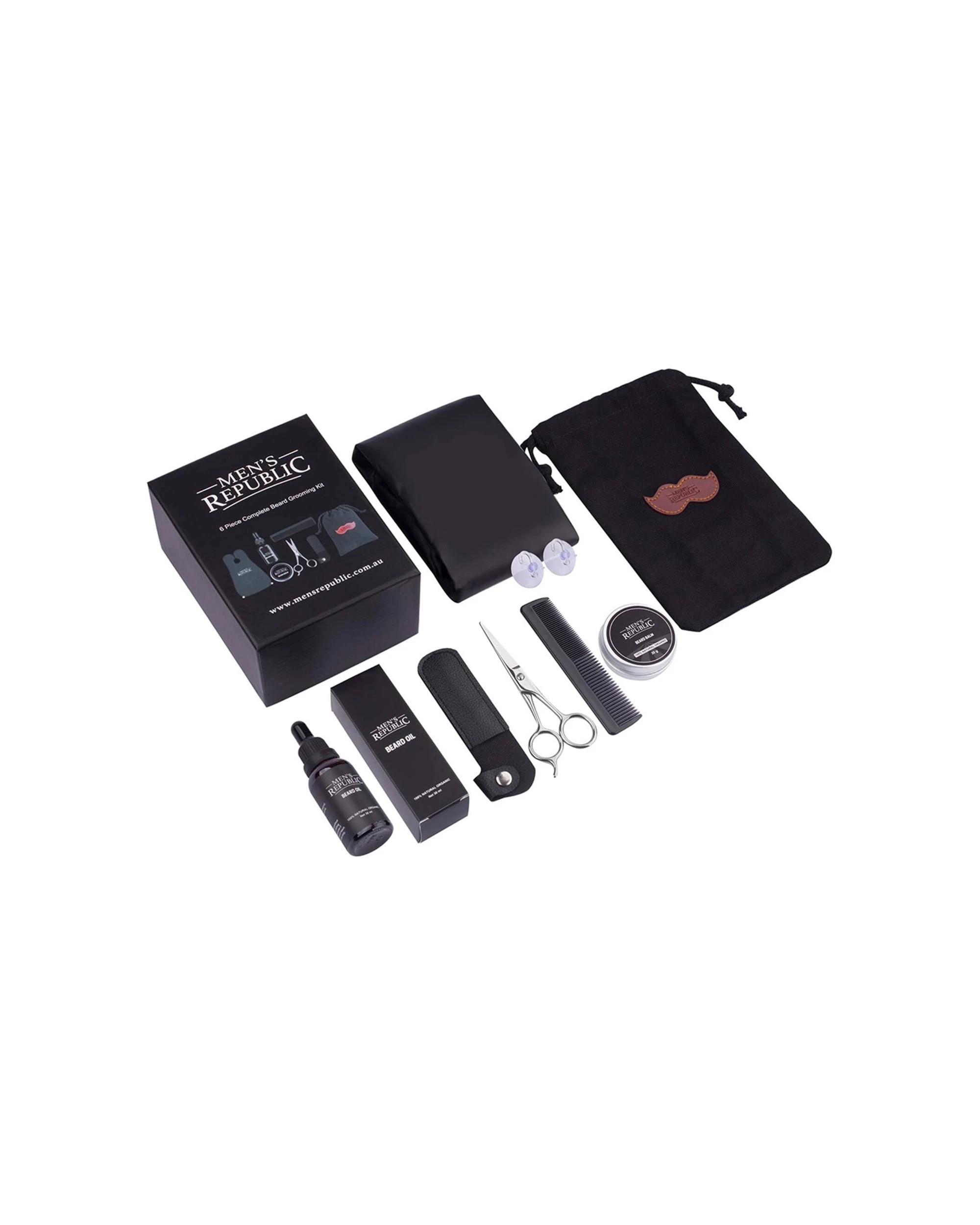5 Mens Republic 6Pc Beard Grooming Kit With Bag And Apron Complete Grooming Set For Men - Brown, 5 of 8