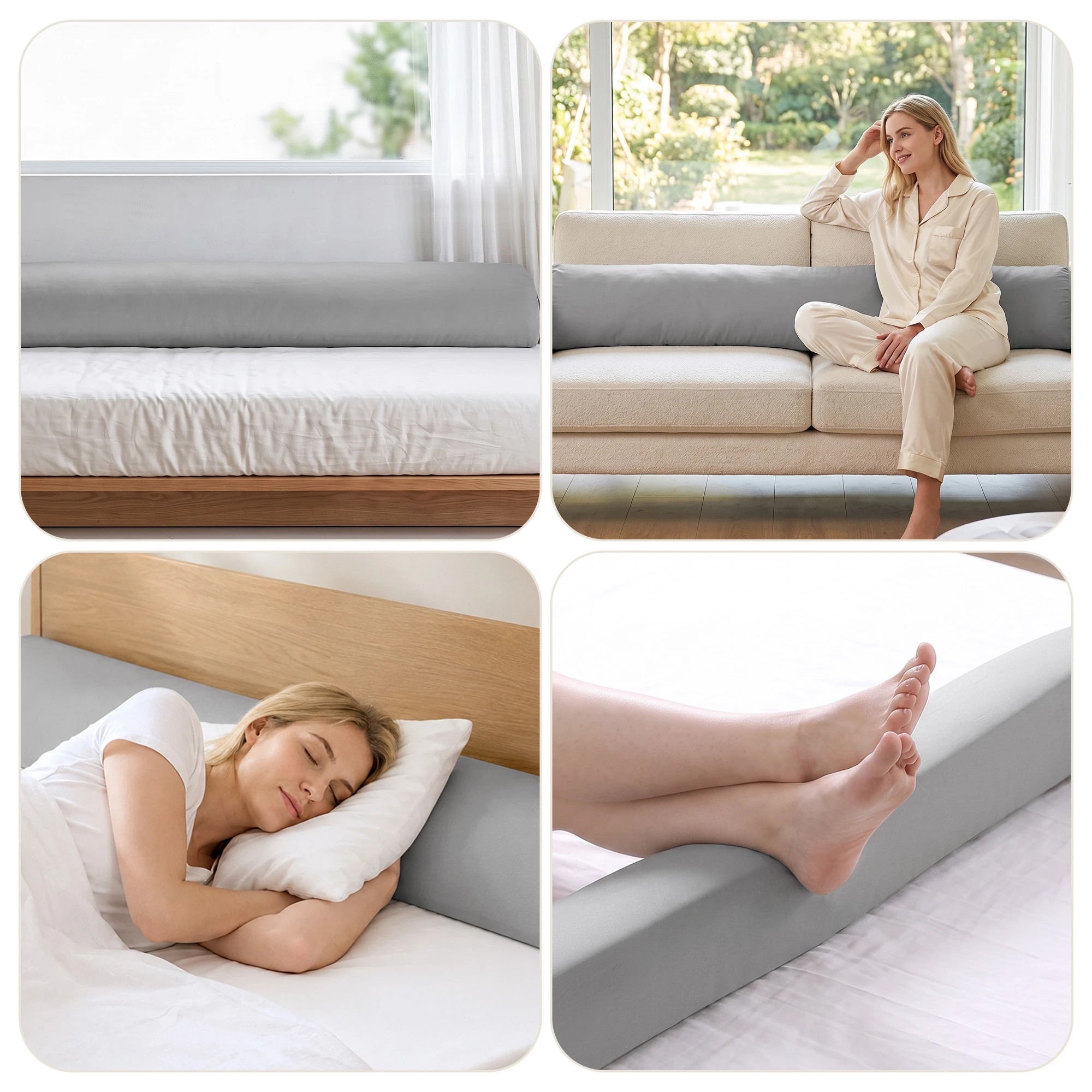 9 Giselle Bedding Wedge Pillow for Headboard, 25D Foam Filler With 2 Pockets - Queen Bed - Grey, 9 of 10