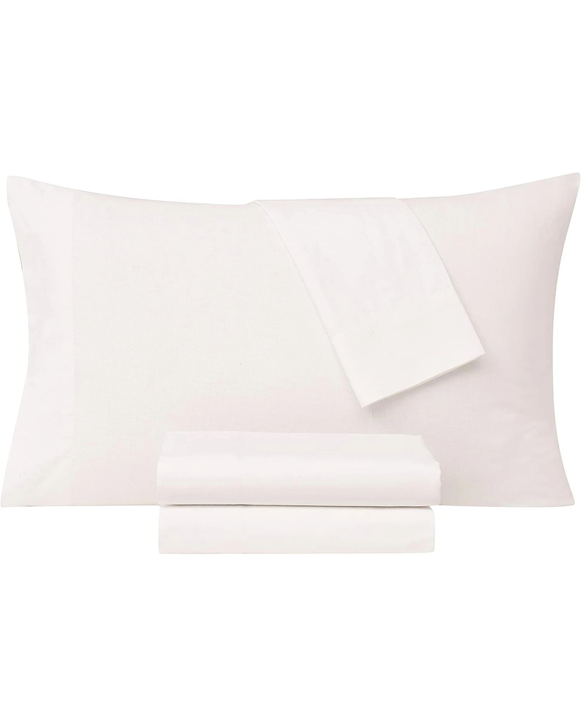 2 FRYE Cotton/Linen Blend 4-Piece Bed Sheet Set in White Full/Double Size, 2 of 4