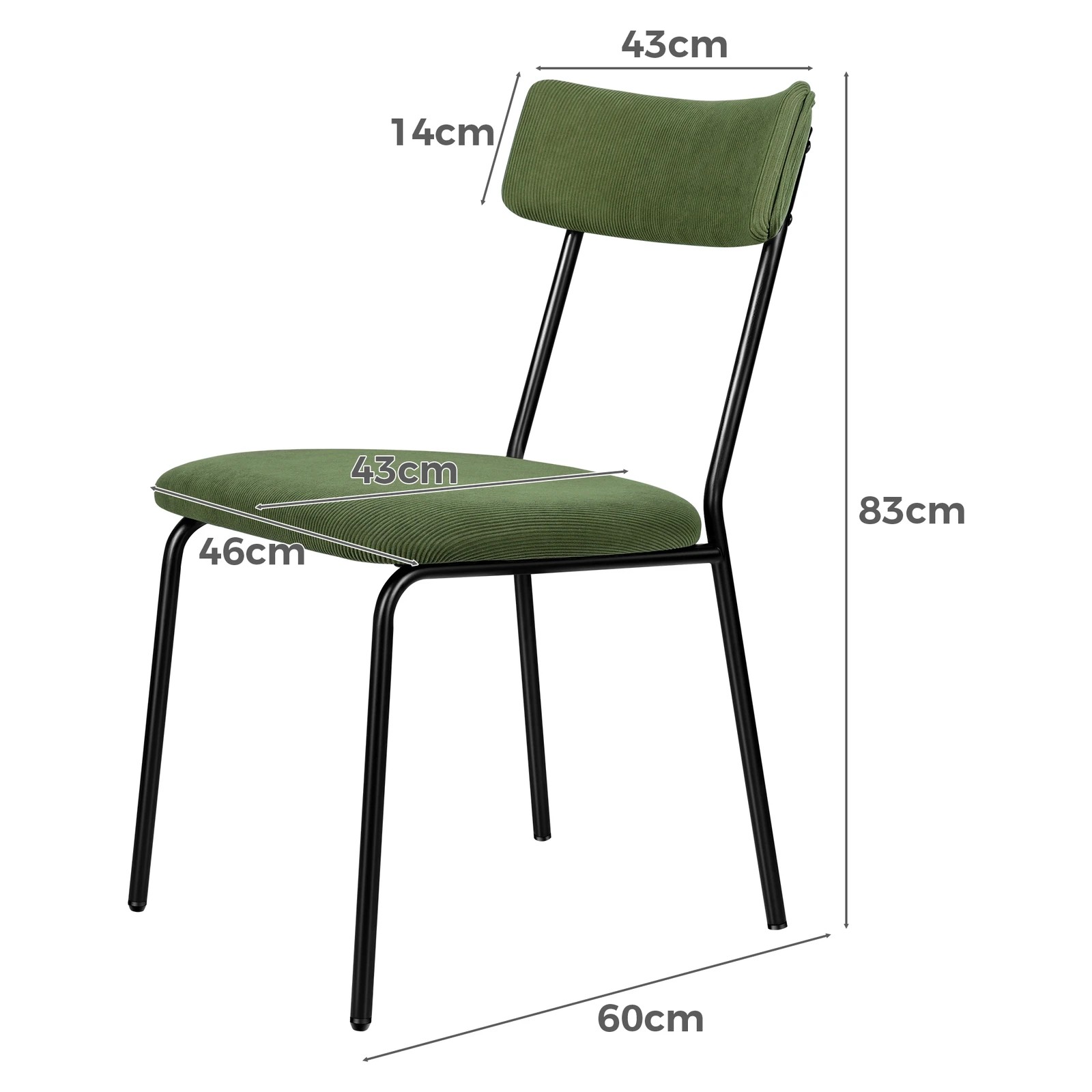 7 Alfordson 2x Dining Chairs Accent Kitchen Lounge Curved Backrest Corduroy - Green, 7 of 10