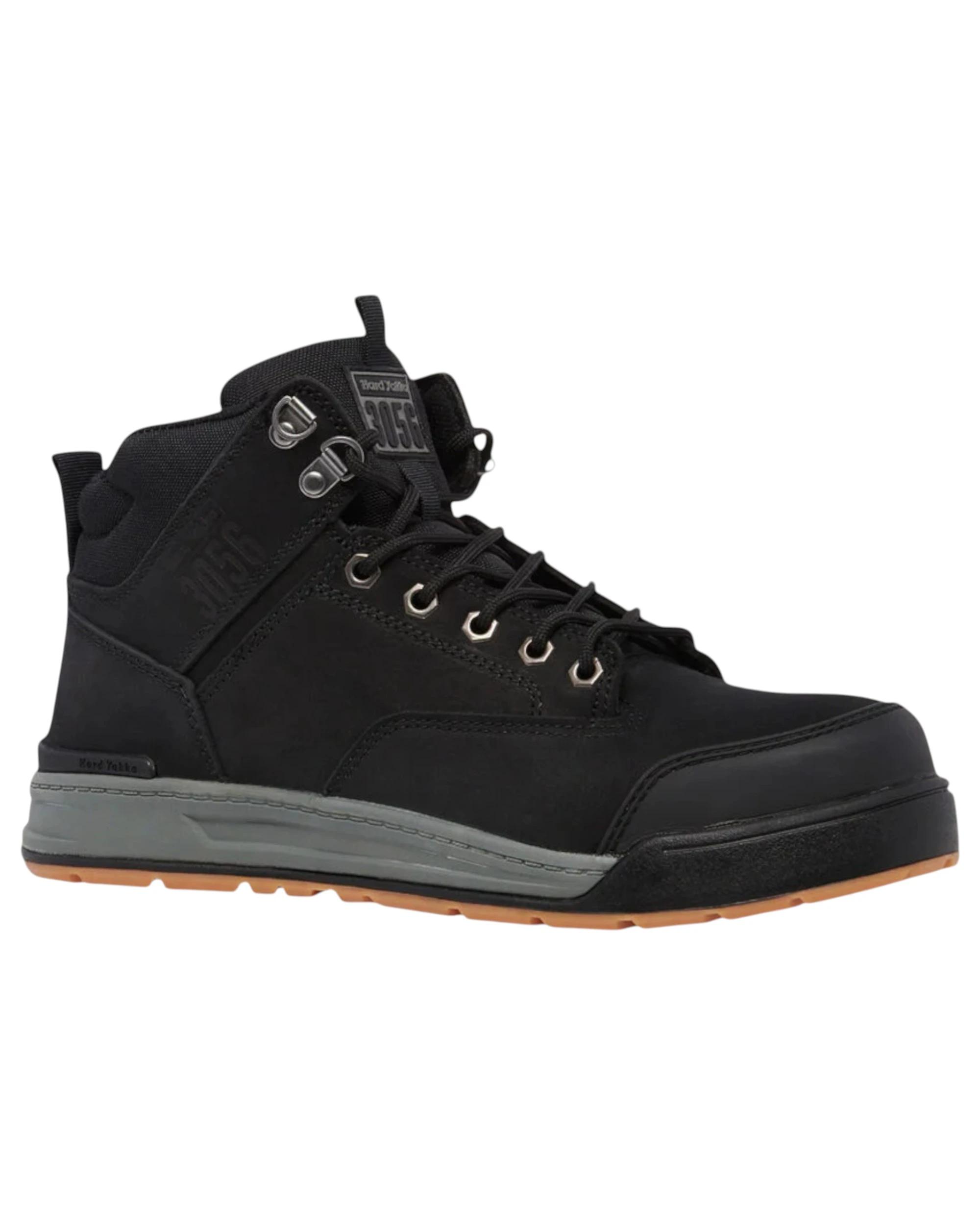1 Hard Yakka Mens 3056 Lace Boots Zip Steel Top Cap Industrial Boot BLACK, 1 of 7