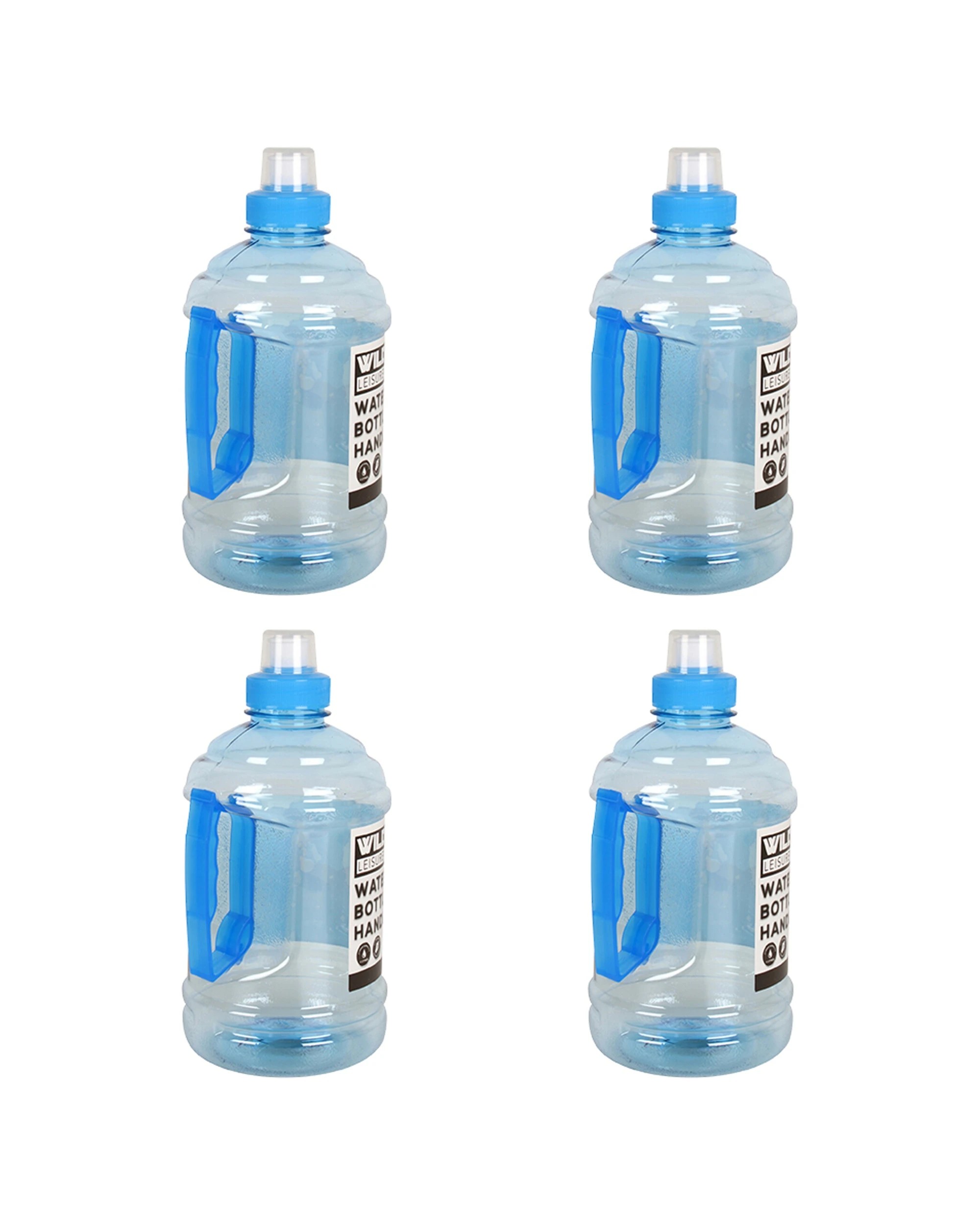 1 Wildtrak 1 Litre Water Bottle With Handle 4 Pack Leak-Proof Plastic Camping - Blue, 1 of 2