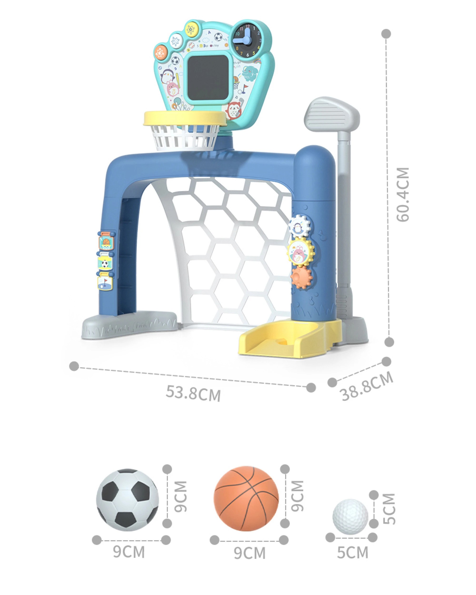 2 Gem Toys Sports World 3-in-1 Adjustable Indoor basketball, Soccer Goal, and Golf Set, 2 of 4