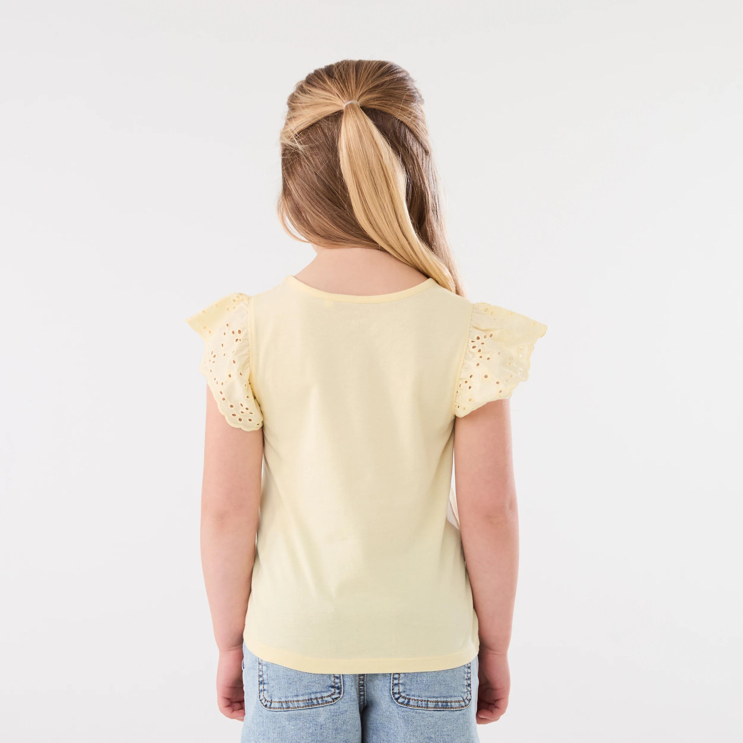 2 Broderie Frill Sleeve T-shirt Ylw Butter, 2 of 6