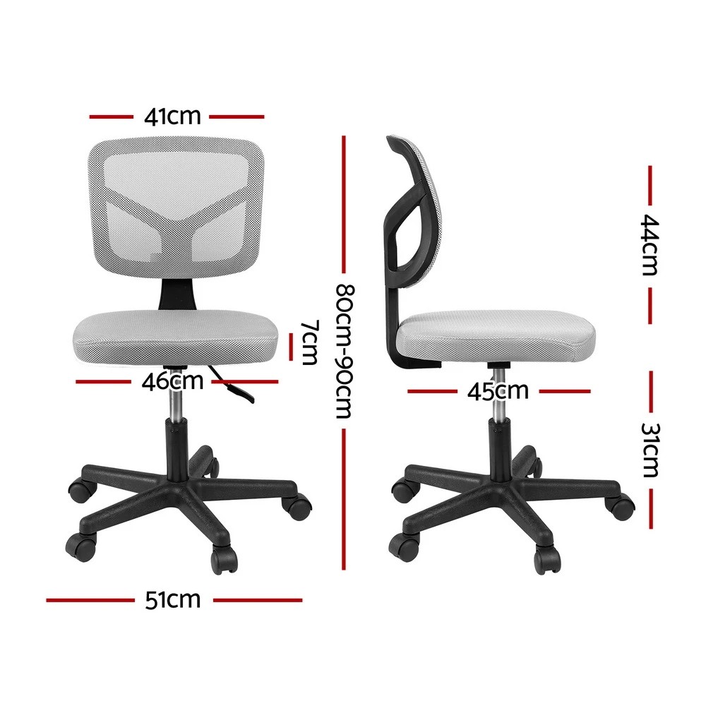 2 Artiss Ergonomic Armless Office Chair Mesh, Home Office Desk Chair Height Adjustable - Grey, 2 of 7