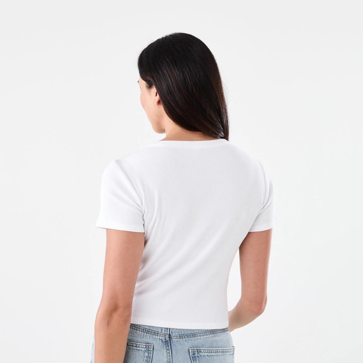 3 Short Sleeve Rib Square Neck T-shirt White, 3 of 5