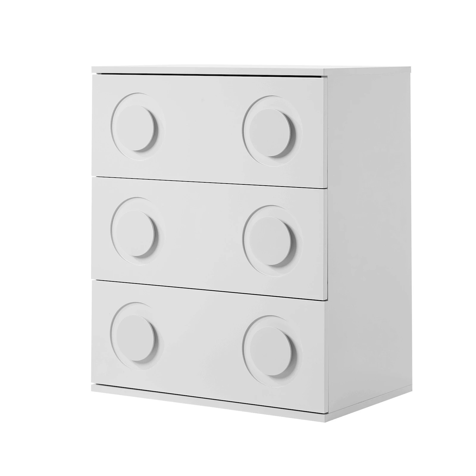 1 Oikiture 3 Chest of Drawers Spacious Cabinet Bedroom Dresser Nightstand - White, 1 of 9